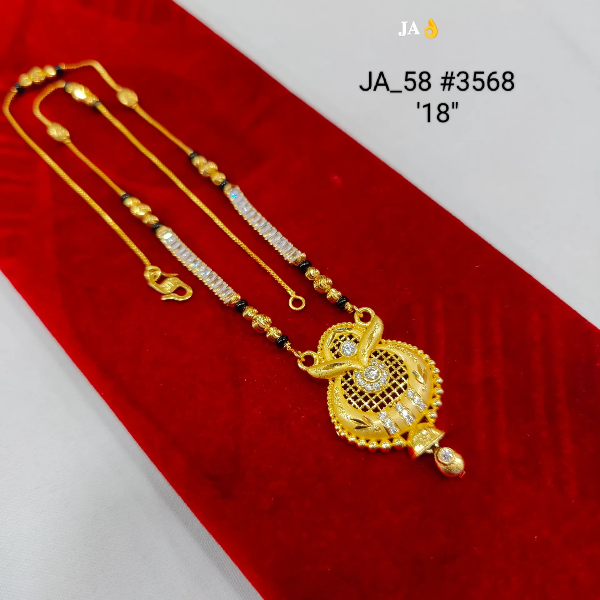 1 Gram Gold Plated Stone Studded Round Designer Mangalsutra DN-3568 "18"Inch