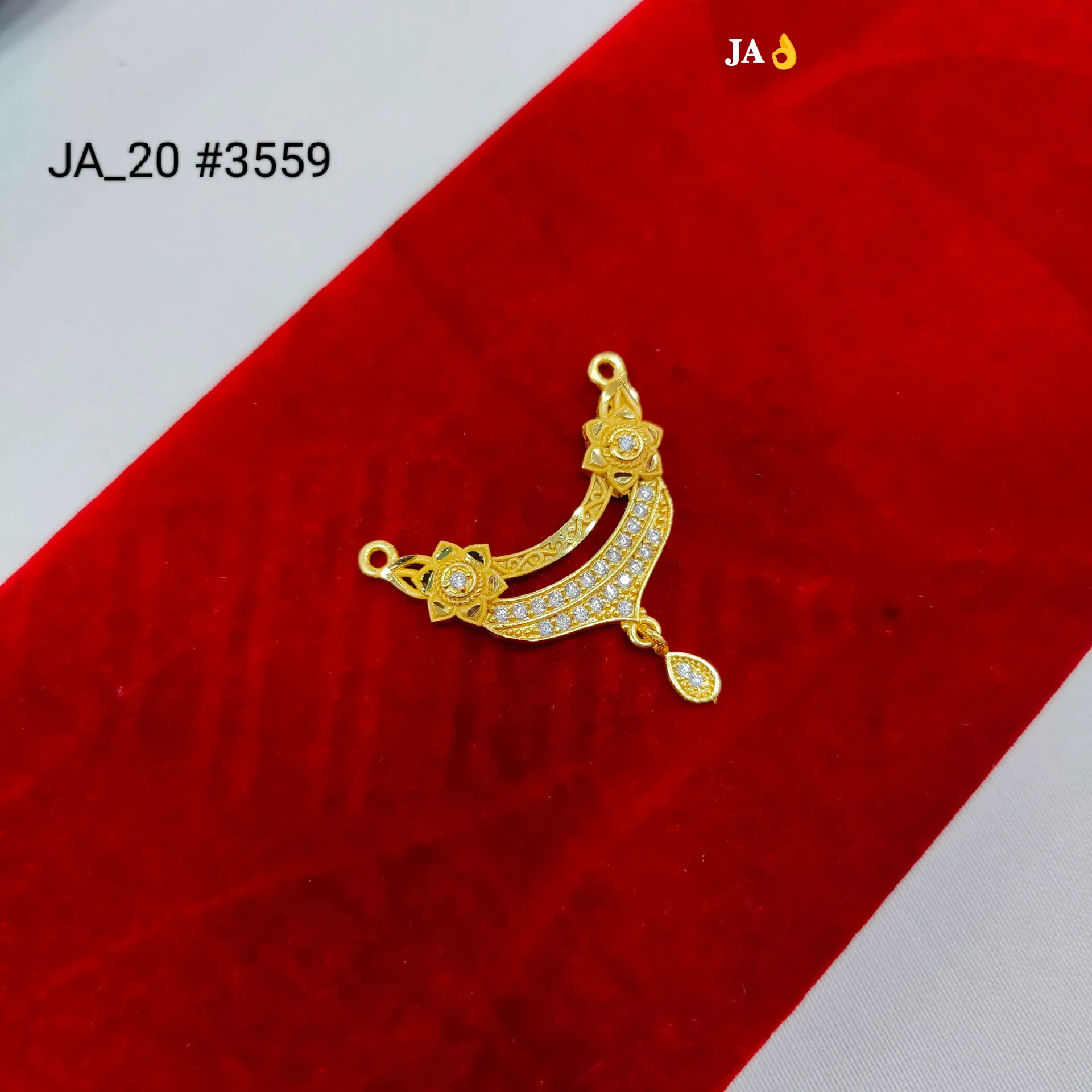 1 Gram Gold Plated Stone Studded Floral Designer Mangalsutra Pendant DN-3559