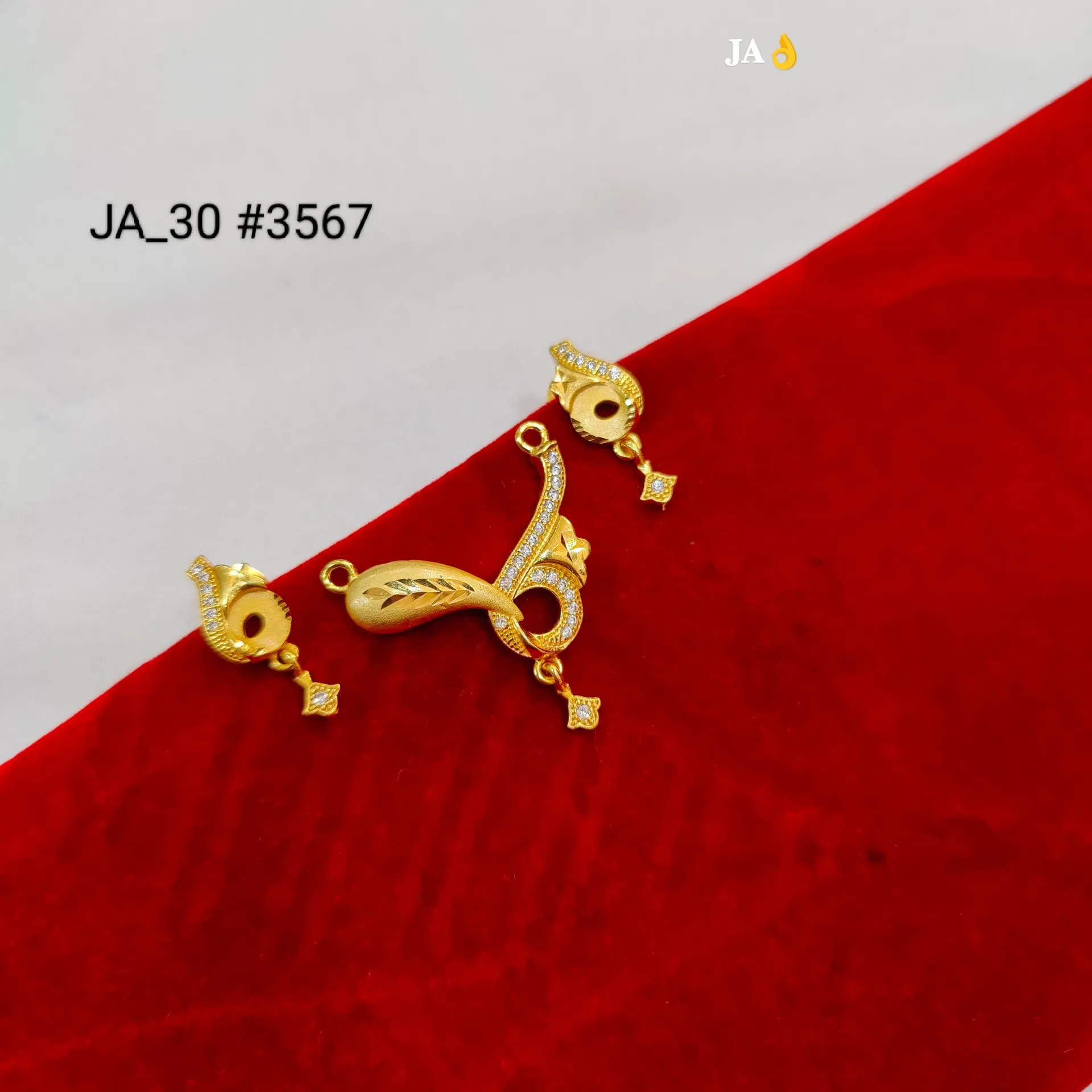 1 Gram Gold Plated Stone Studded Designer Mangalsutra Pendant Set DN-3567