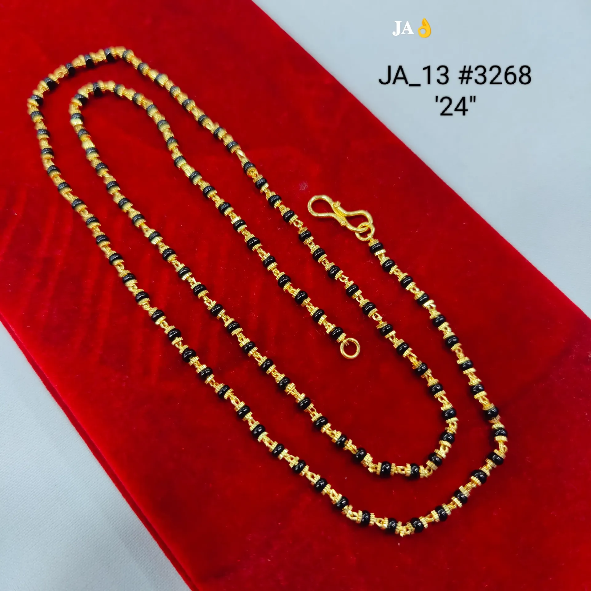 1 Gram Gold Plated Traditional Black Bead Mangalsutra Chain DN-3268
