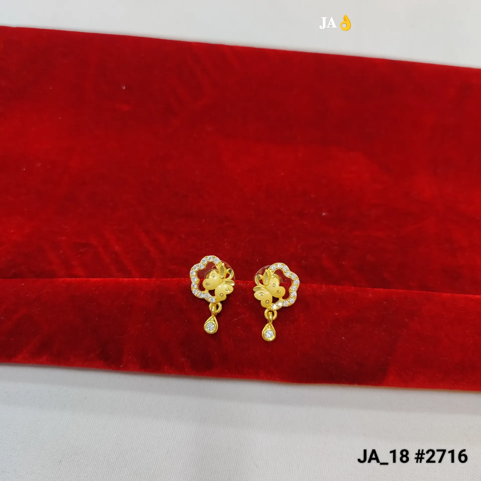 1 Gram Gold Plated Butterfly Design Stone Studded Earrings DN-2716