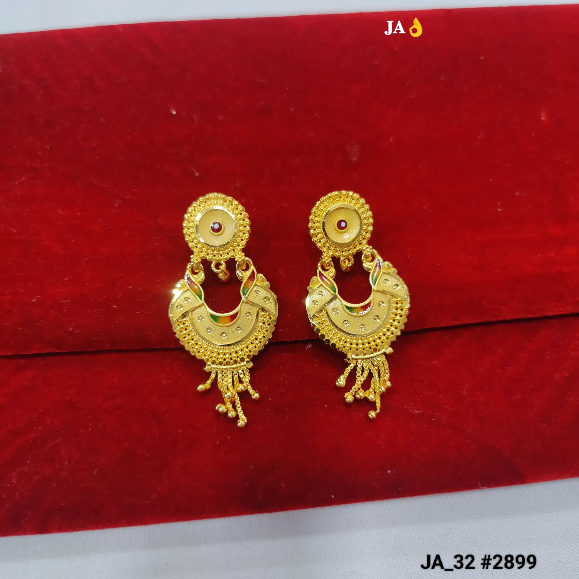 1 Gram Gold Plated Traditional Chandbali Style Designer Earrings DN-2899