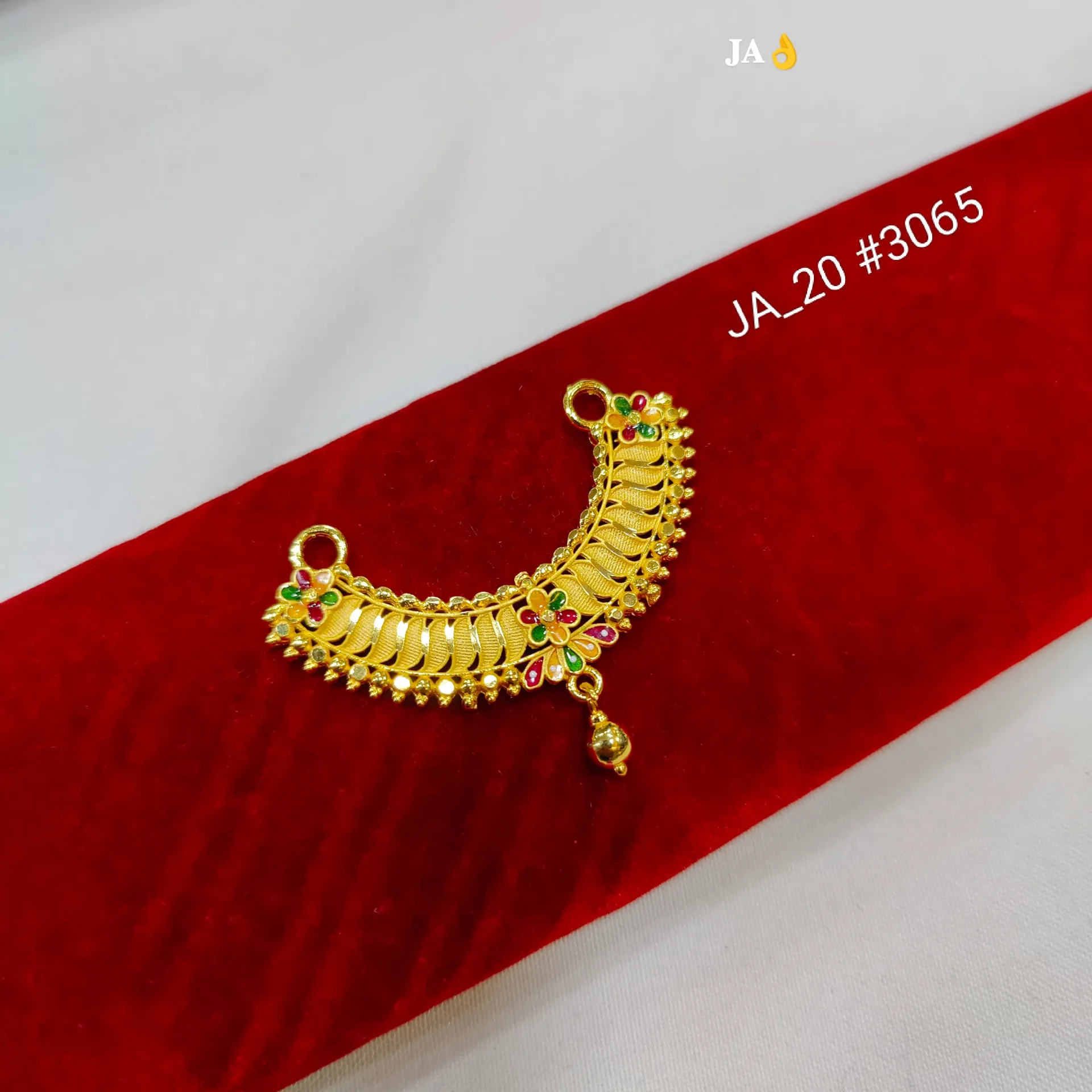 1 Gram Gold Plated Traditional Crescent Meenakari Pendant Connector Charm DN-3065