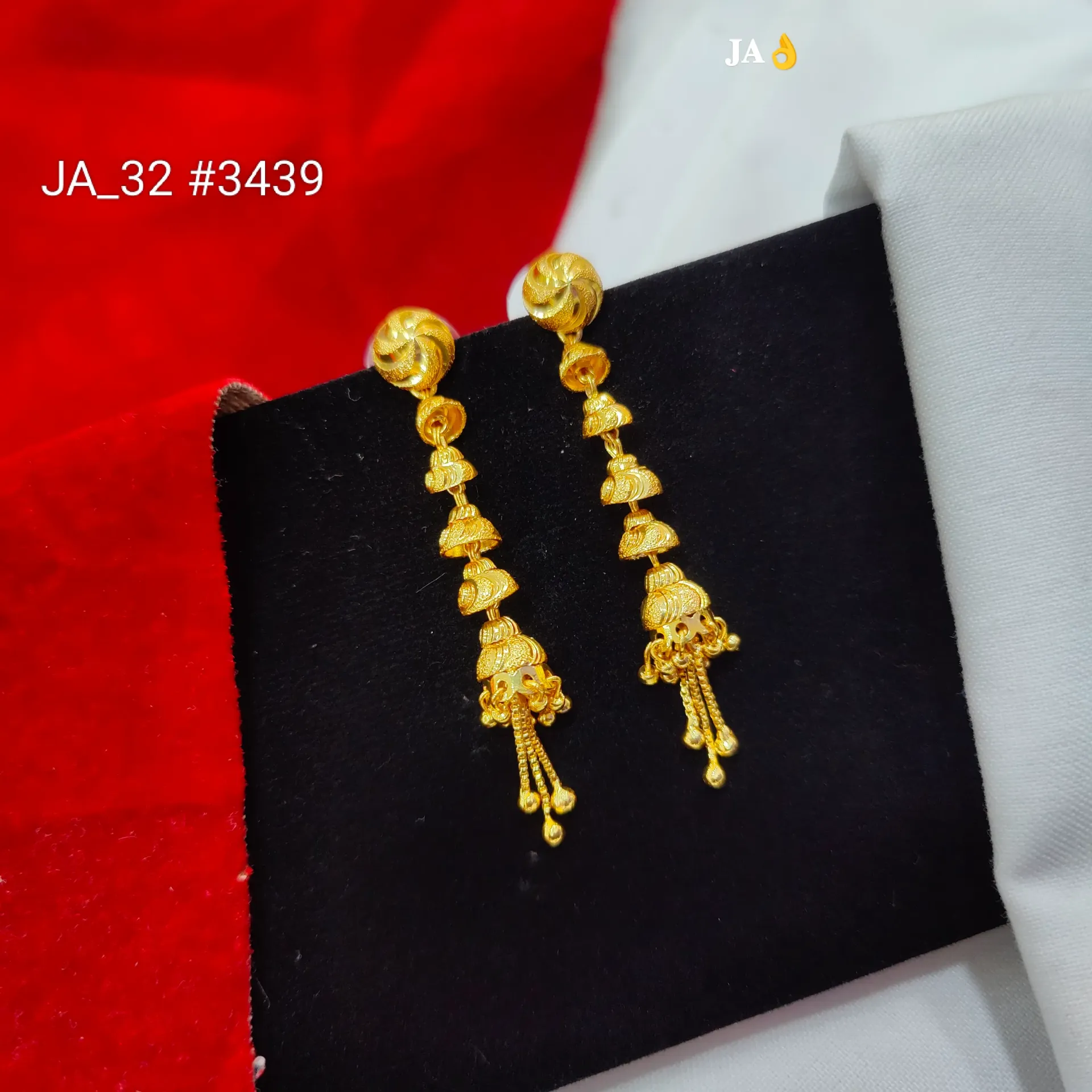 1 Gram Gold Plated Layered Jhumki Tassel Earrings DN-3439