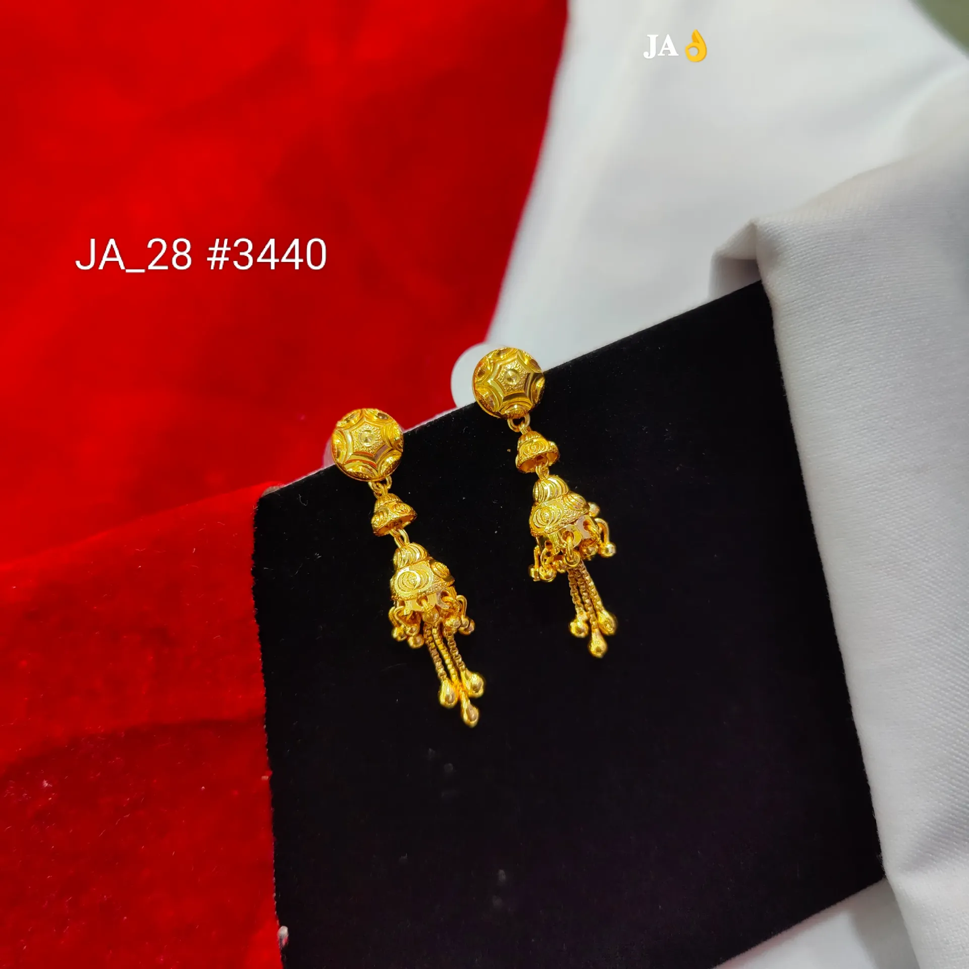 1 Gram Gold Plated Traditional Tassel Jhumki Earrings DN-3440