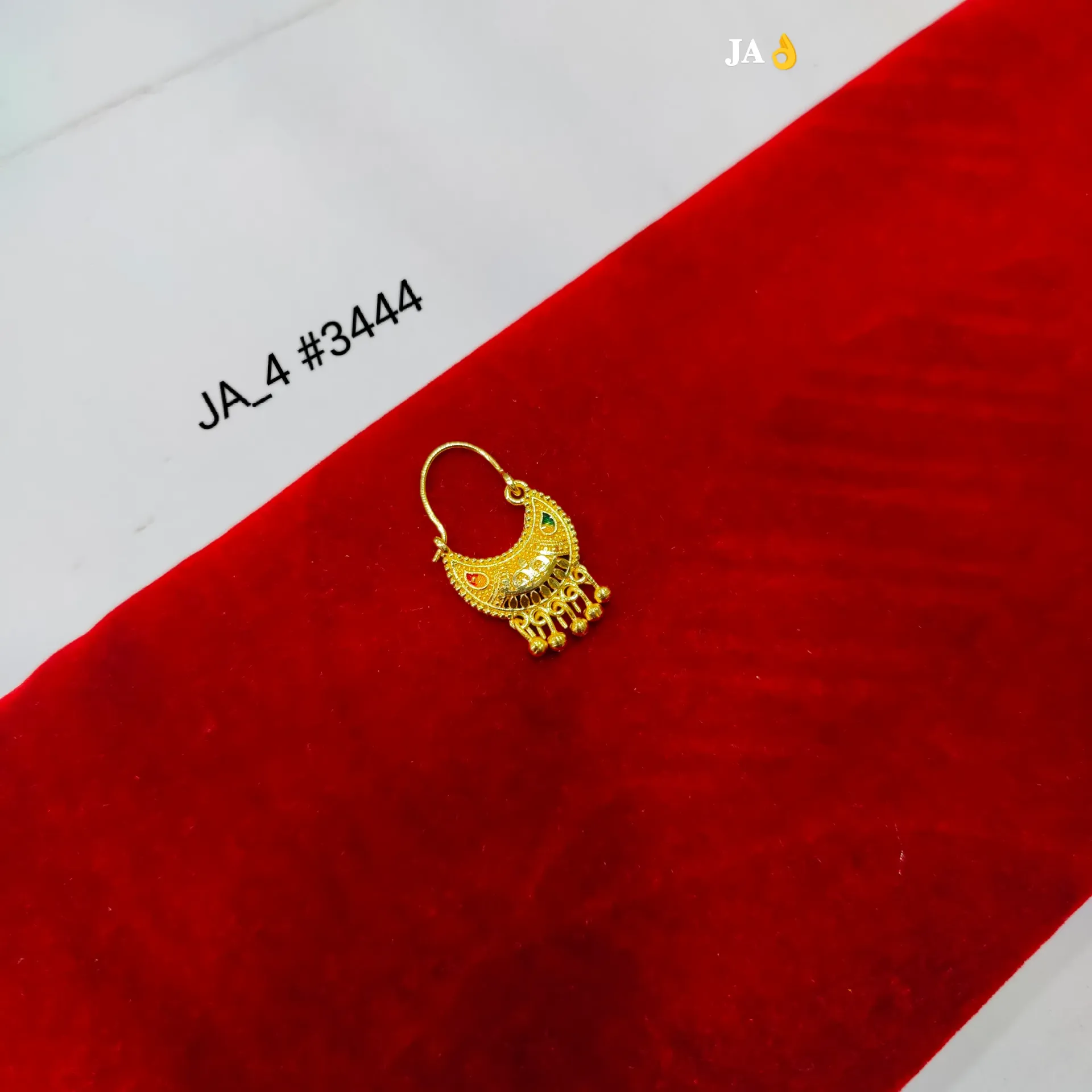 1 Gram Gold Plated Traditional Meenakari Nose Pin DN-3444