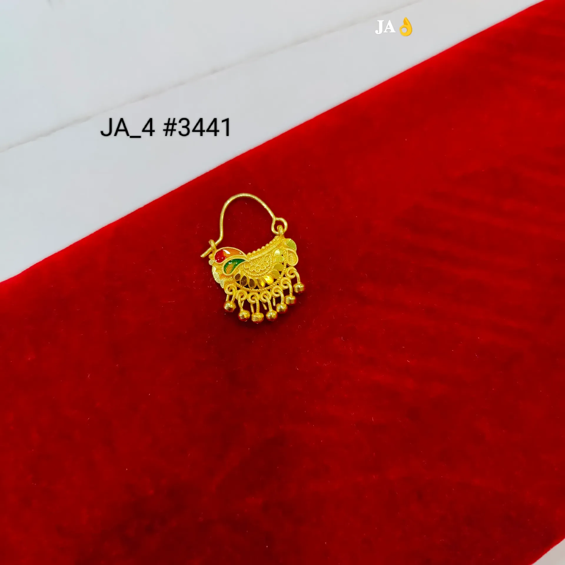 1 Gram Gold Plated Traditional Meenakari Nose Pin DN-3441