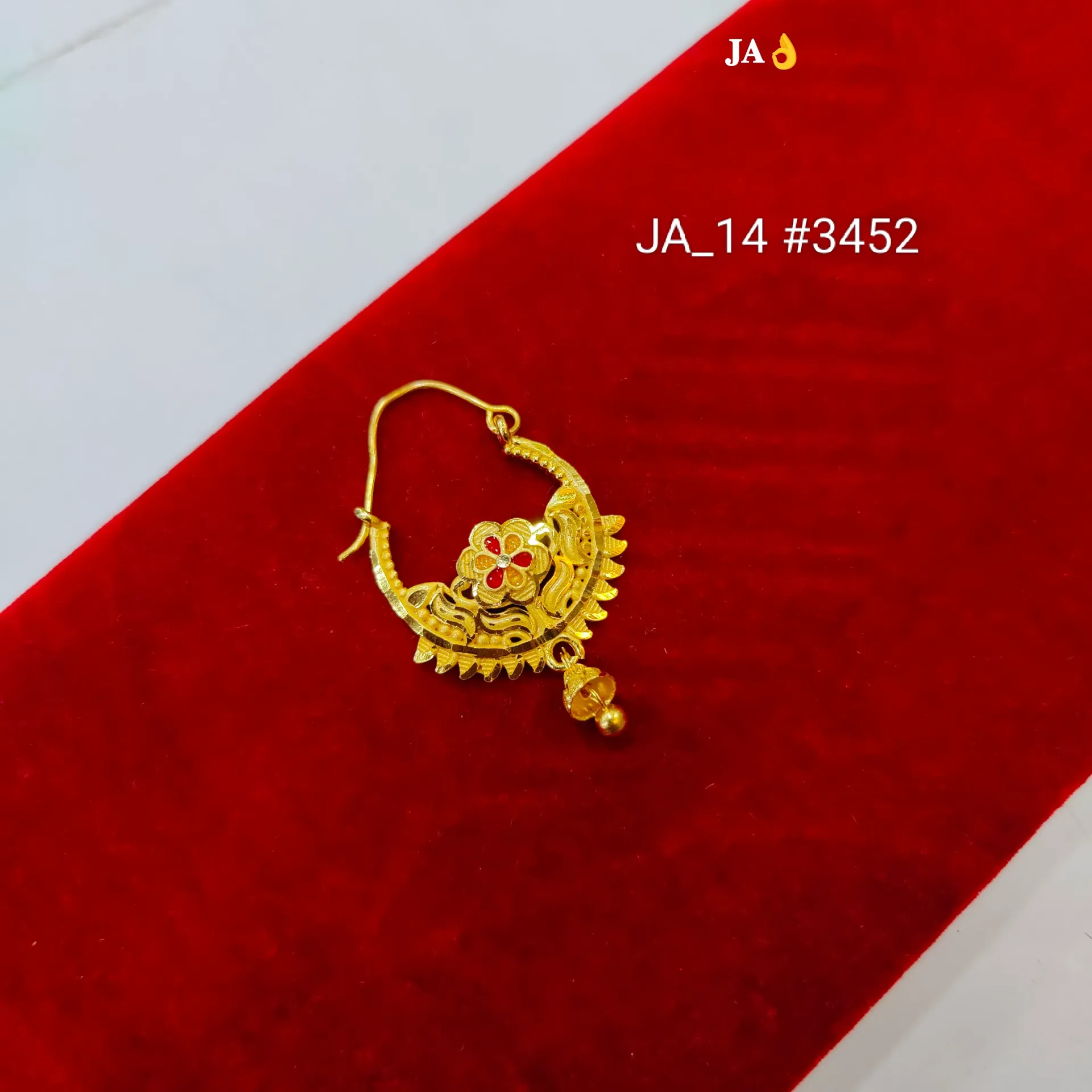 1 Gram Gold Plated Floral Designer Nose Pin DN-3452