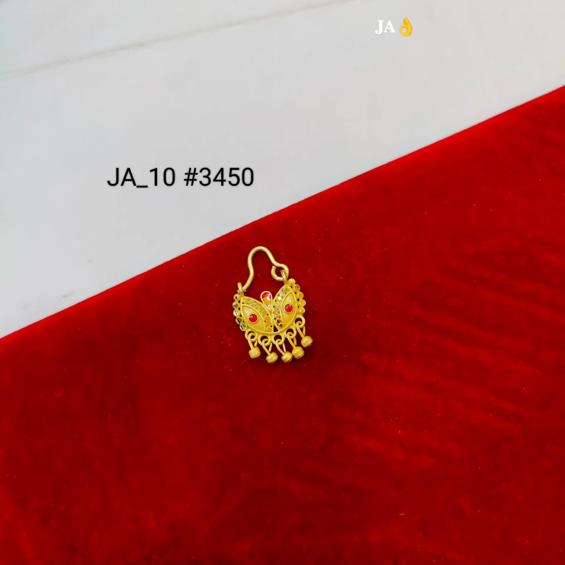 1 Gram Gold Plated Traditional Designer Nose Ring DN-3450