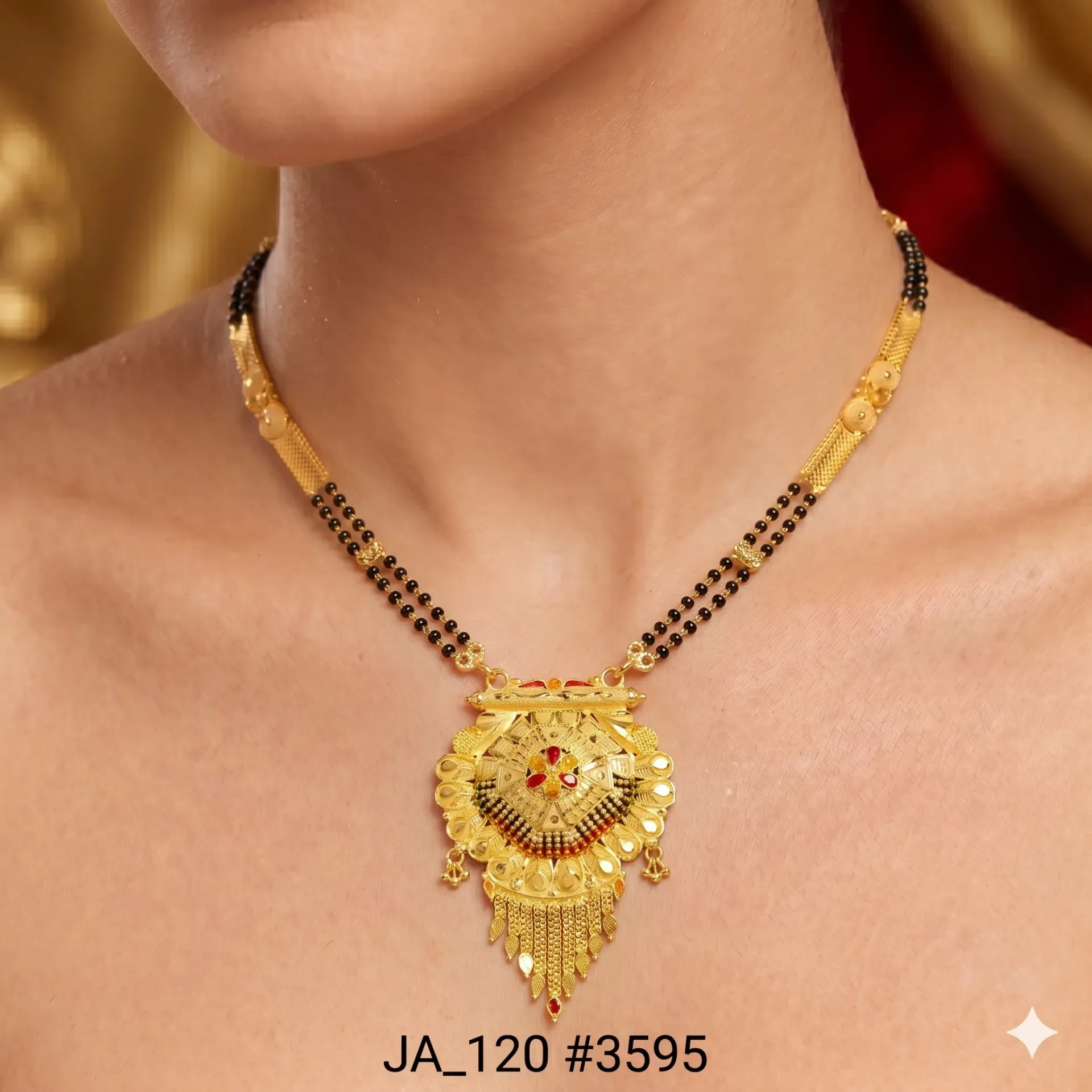 1 Gram Gold Plated Floral Heritage Tassel Mangalsutra DN-3595