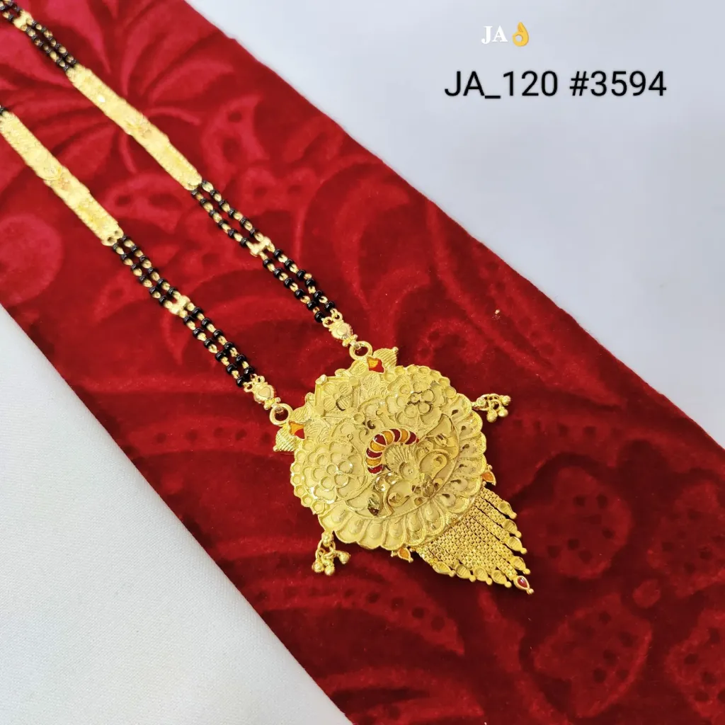 1 Gram Gold Plated Royal Floral Peacock Tassel Mangalsutra DN-3594