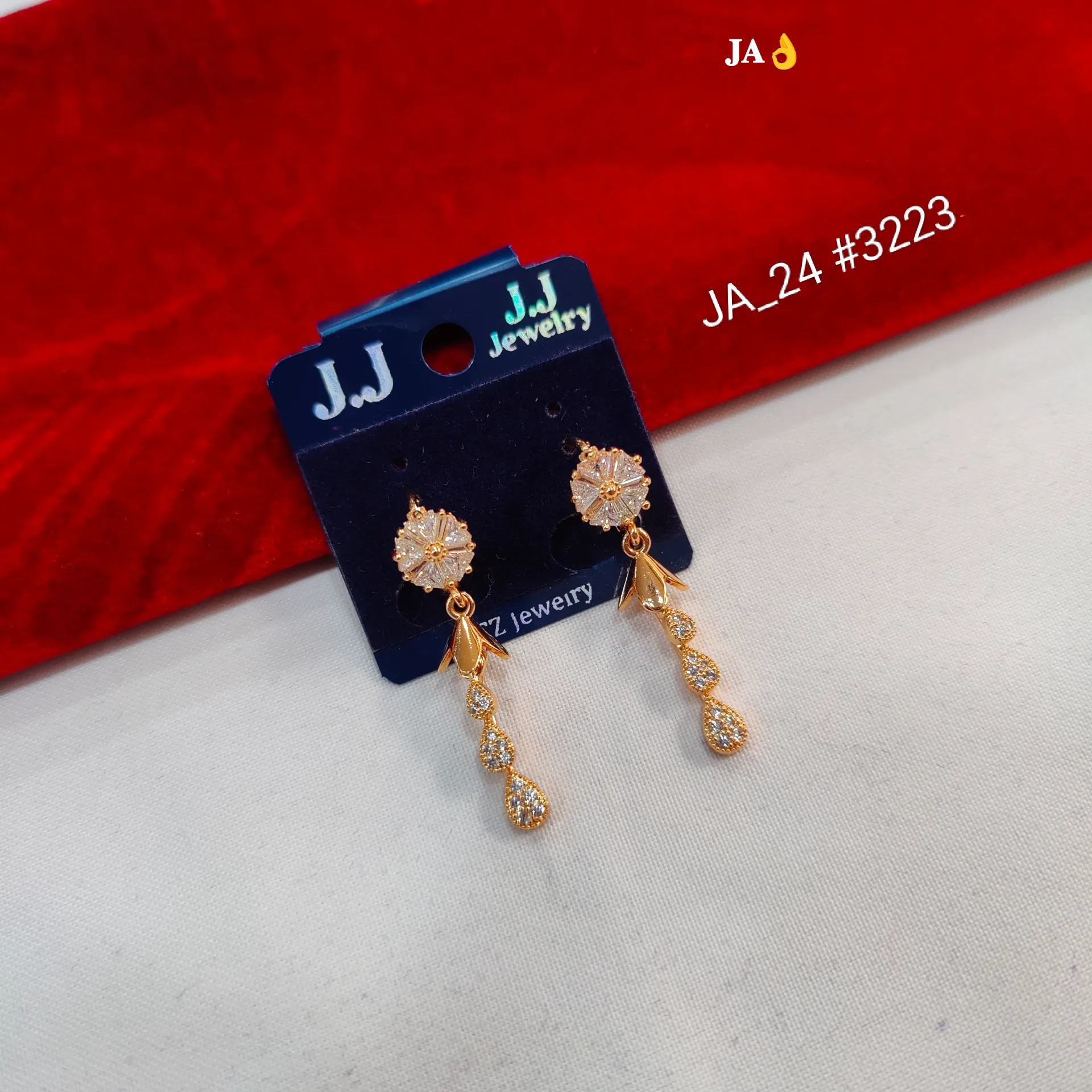Rose Gold Plated American Diamond Long Drop Earrings for Women DN-3223