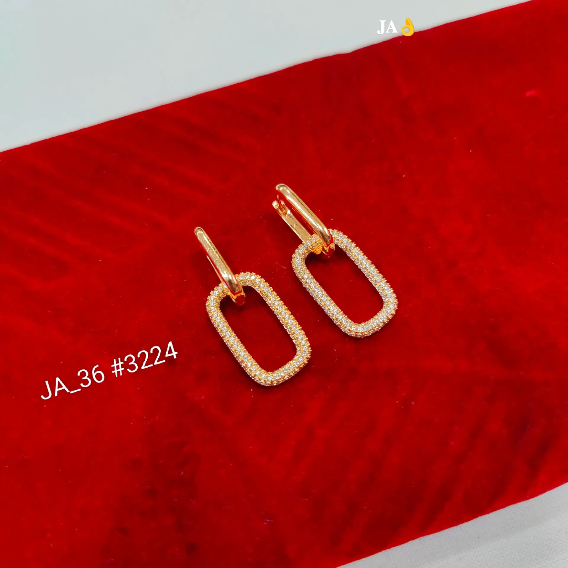 Rose Gold Plated Geometric Crystal Drop Earrings for Women DN-3224