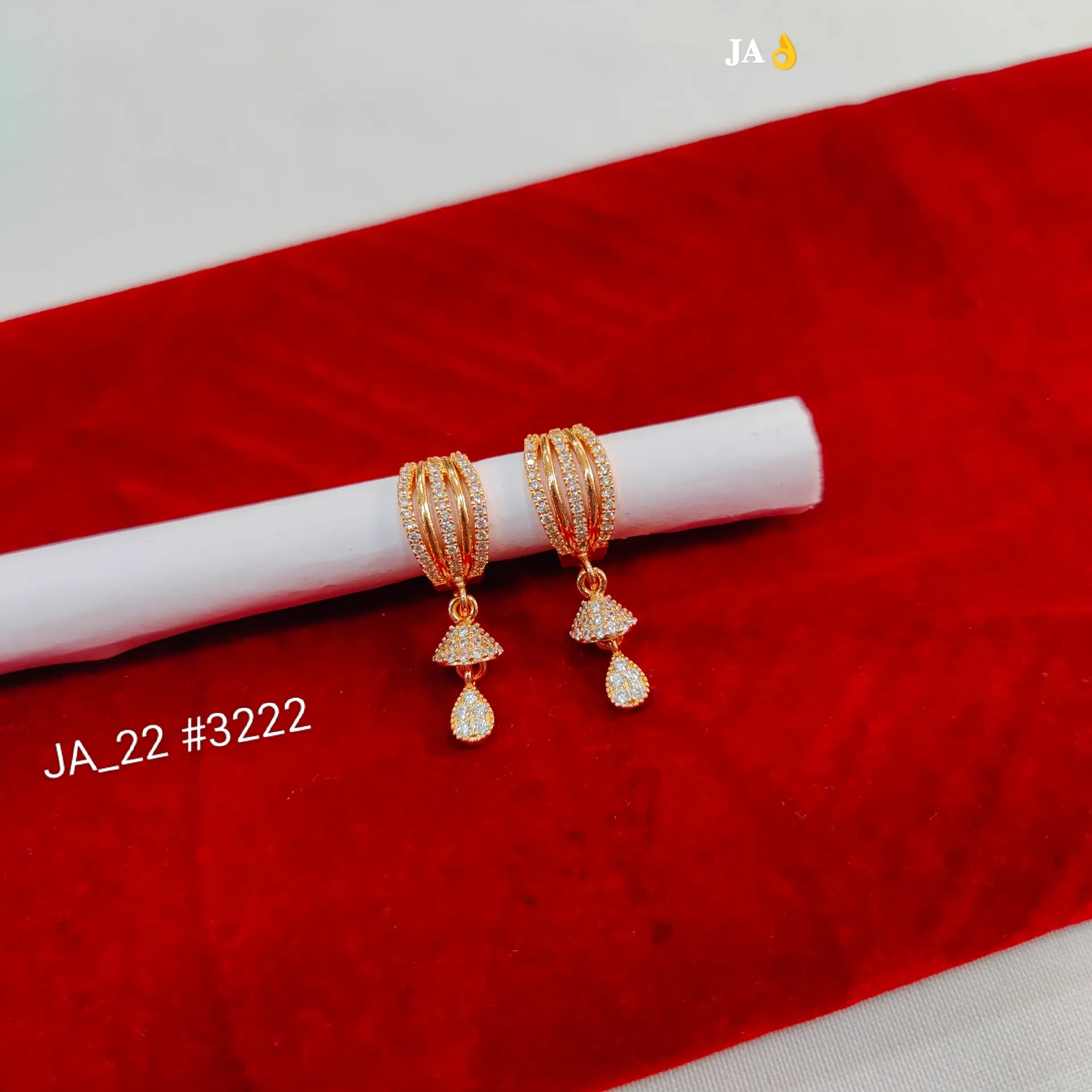 Rose Gold Plated Crystal Hoop Drop Earrings for Women DN-3222