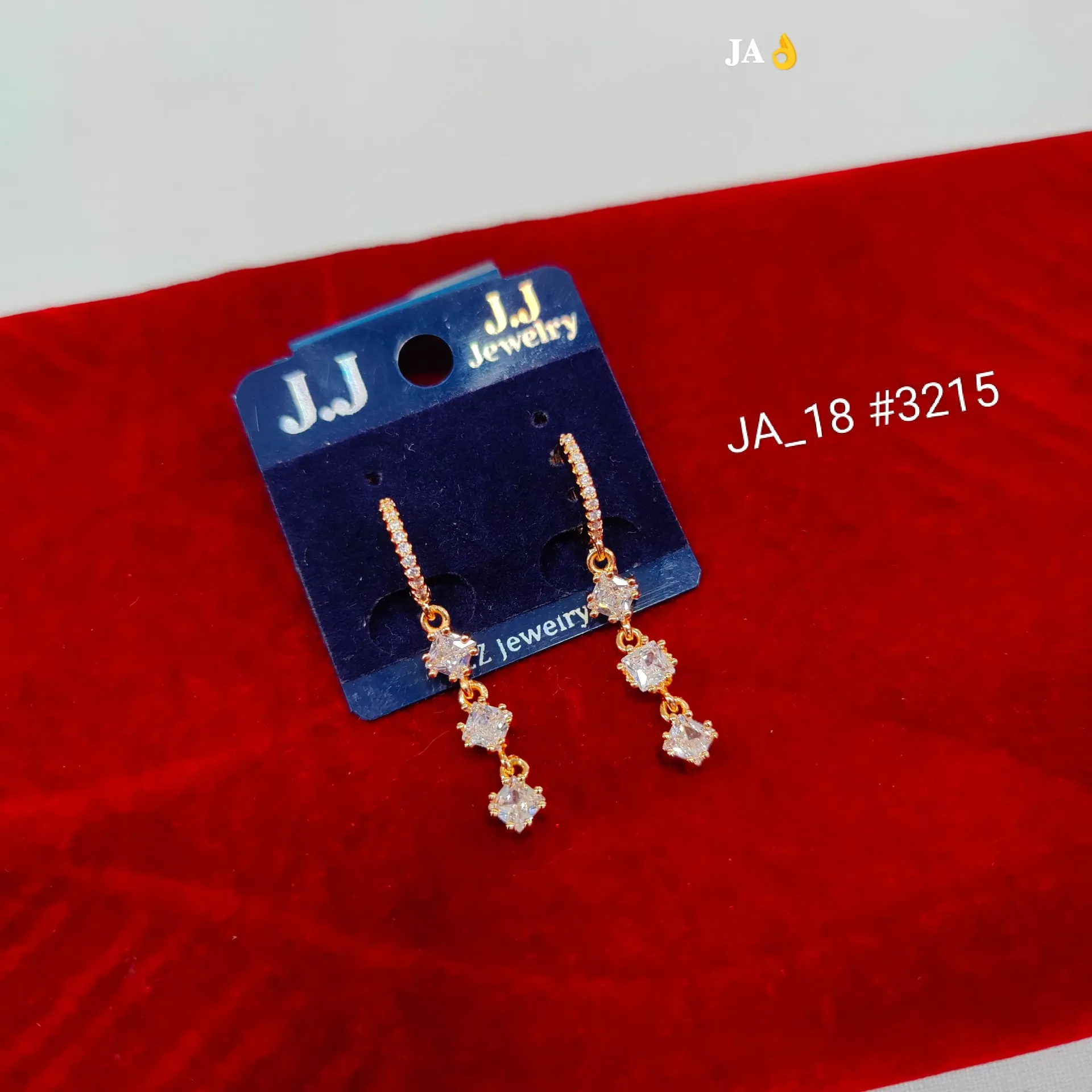 Rose Gold Plated Triple Stone Drop Earrings for Women DN-3215