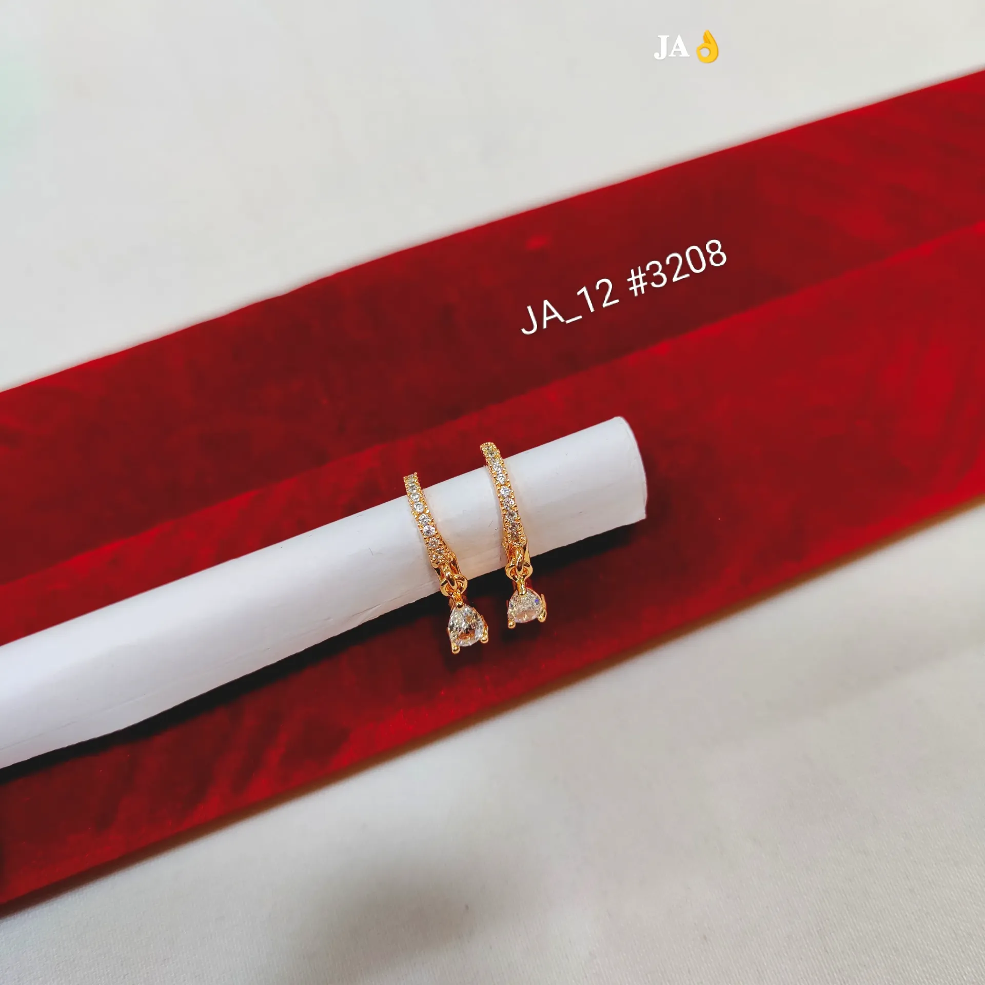 Rose Gold Plated Minimal Drop Hoop Earrings for Women DN-3208