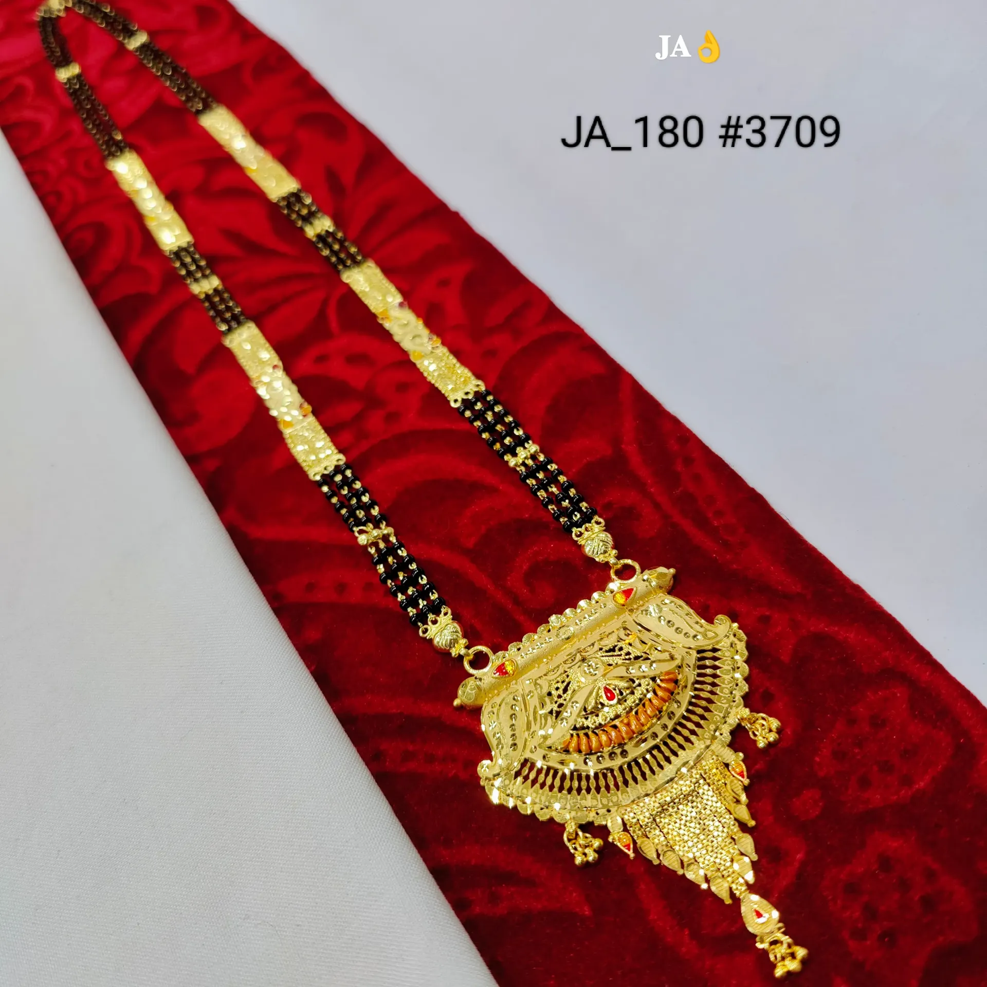 Traditional Gold Plated Mangalsutra with Designer Pendant – DN-3709