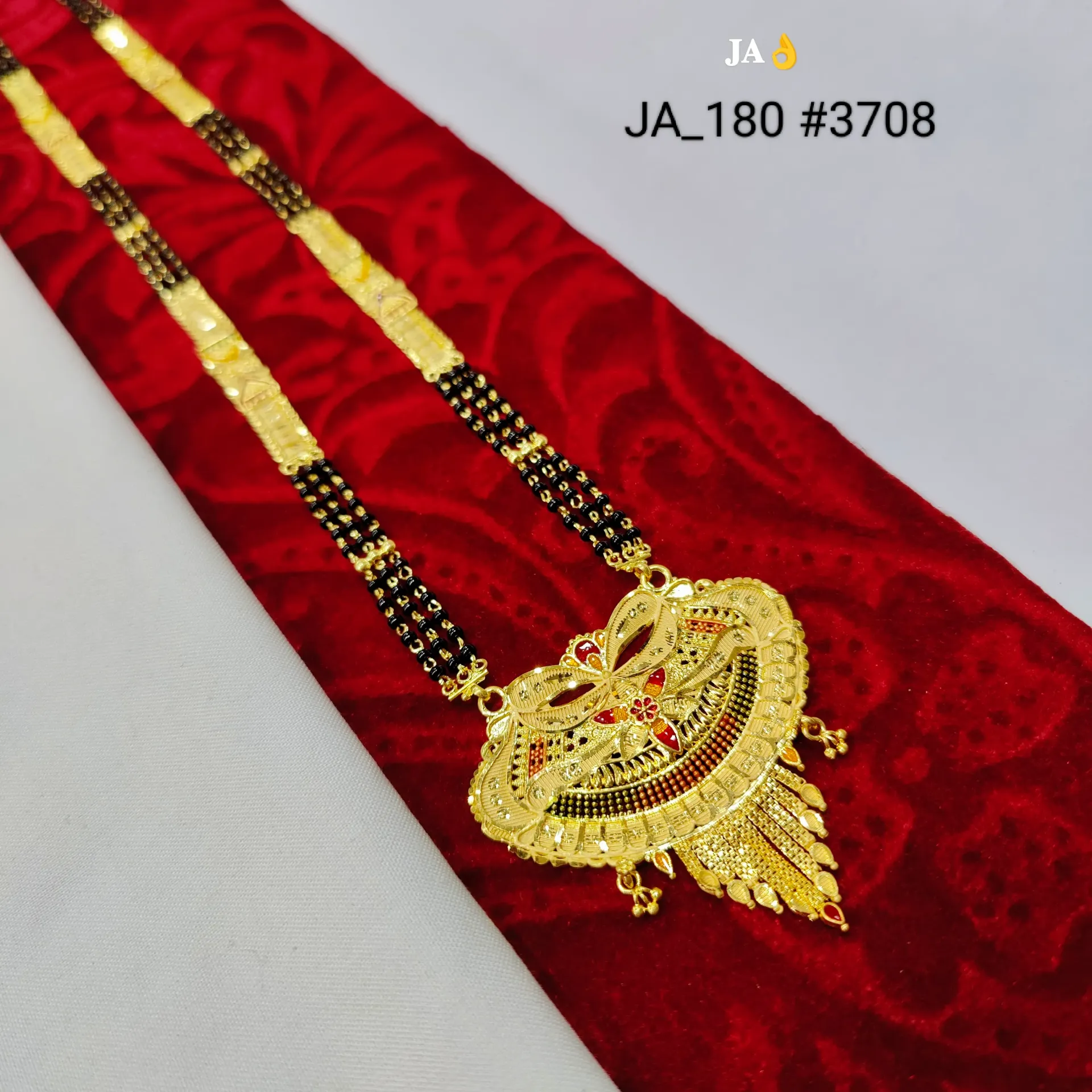 Traditional Gold Plated Mangalsutra with Royal Designer Pendant DN-3708