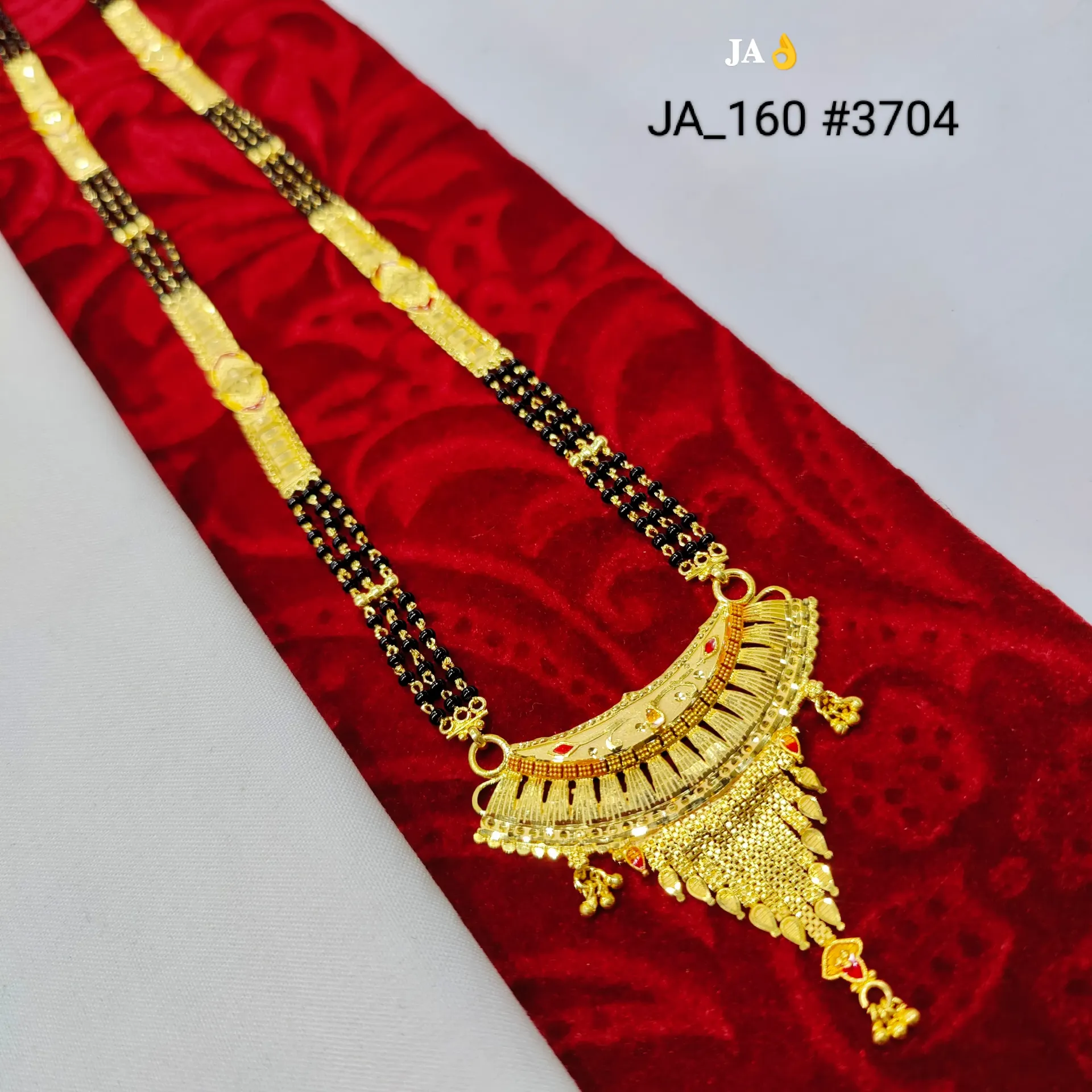 Traditional Gold Plated Mangalsutra with Crescent Designer Pendant DN-3704
