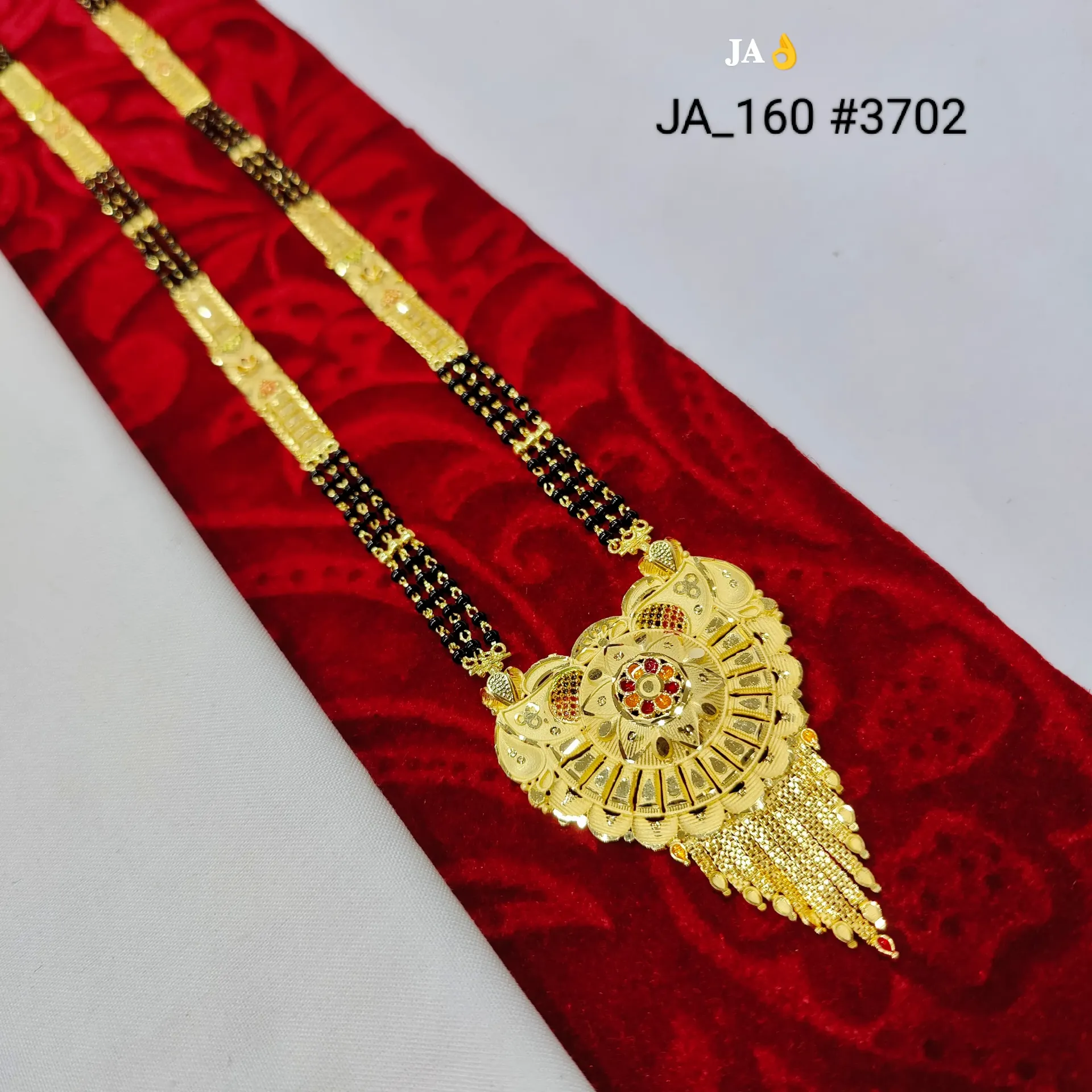 Traditional Gold Plated Mangalsutra with Floral Ethnic Pendant DN-3702