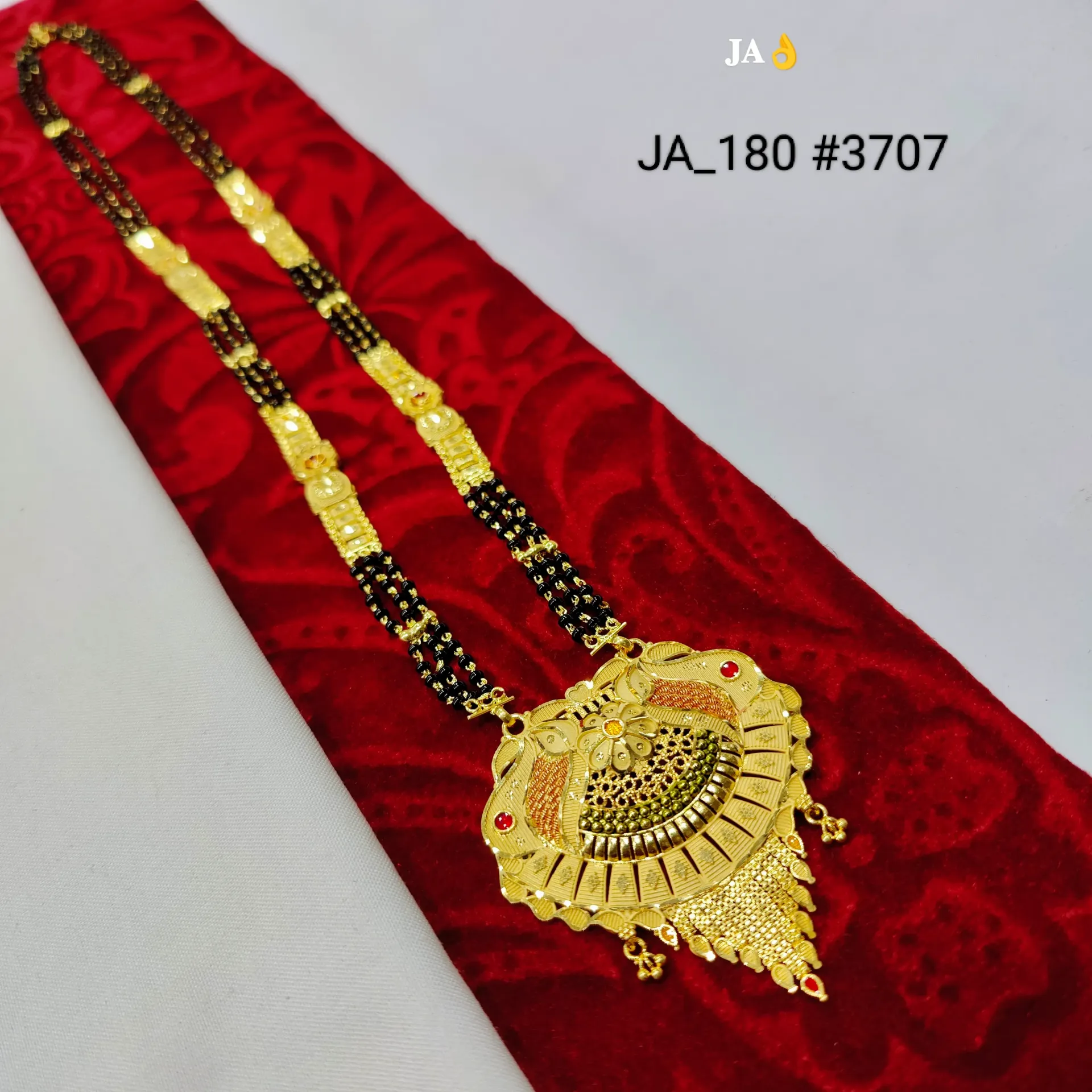 Traditional Gold Plated Peacock Design Mangalsutra Necklace DN-3707