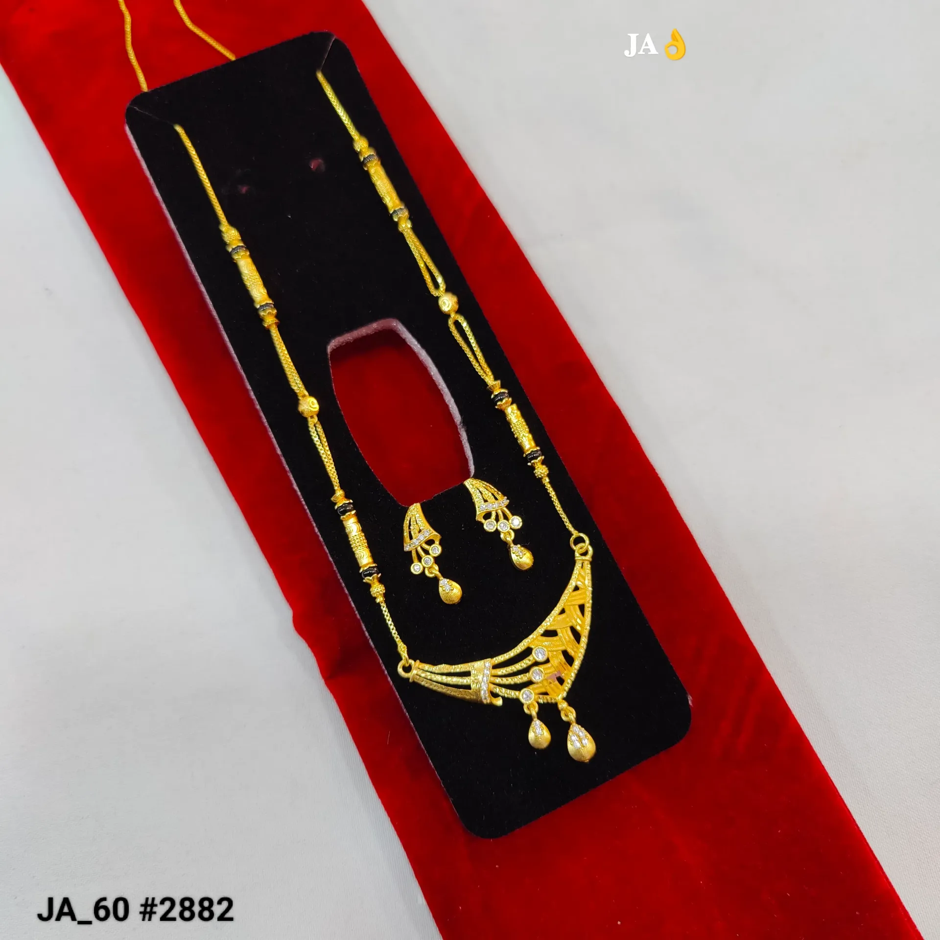 Gold Plated Designer Mangalsutra Set with Earrings DN-2882