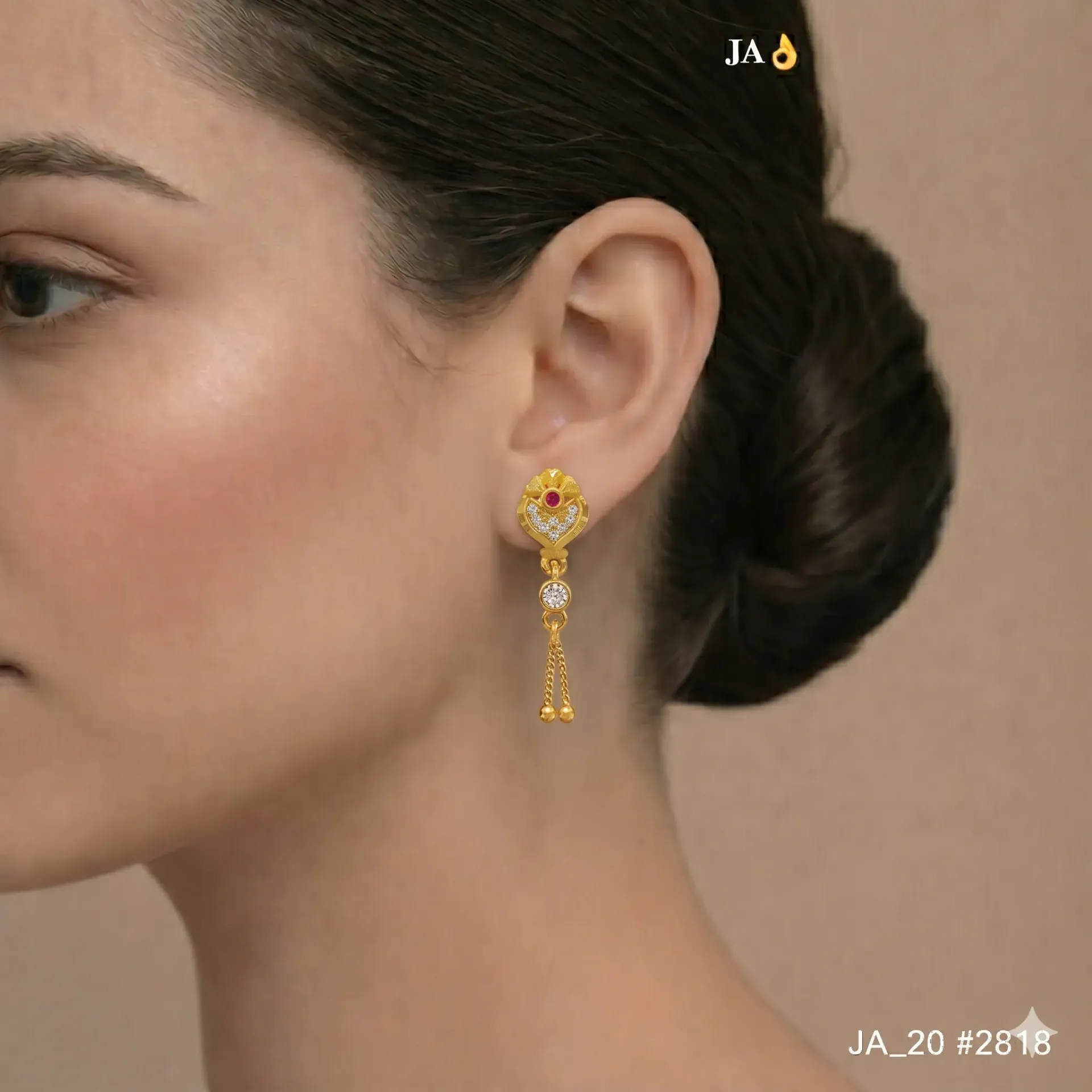 1 Gram Gold Plated Traditional Heart Design  Earrings  DN-2818