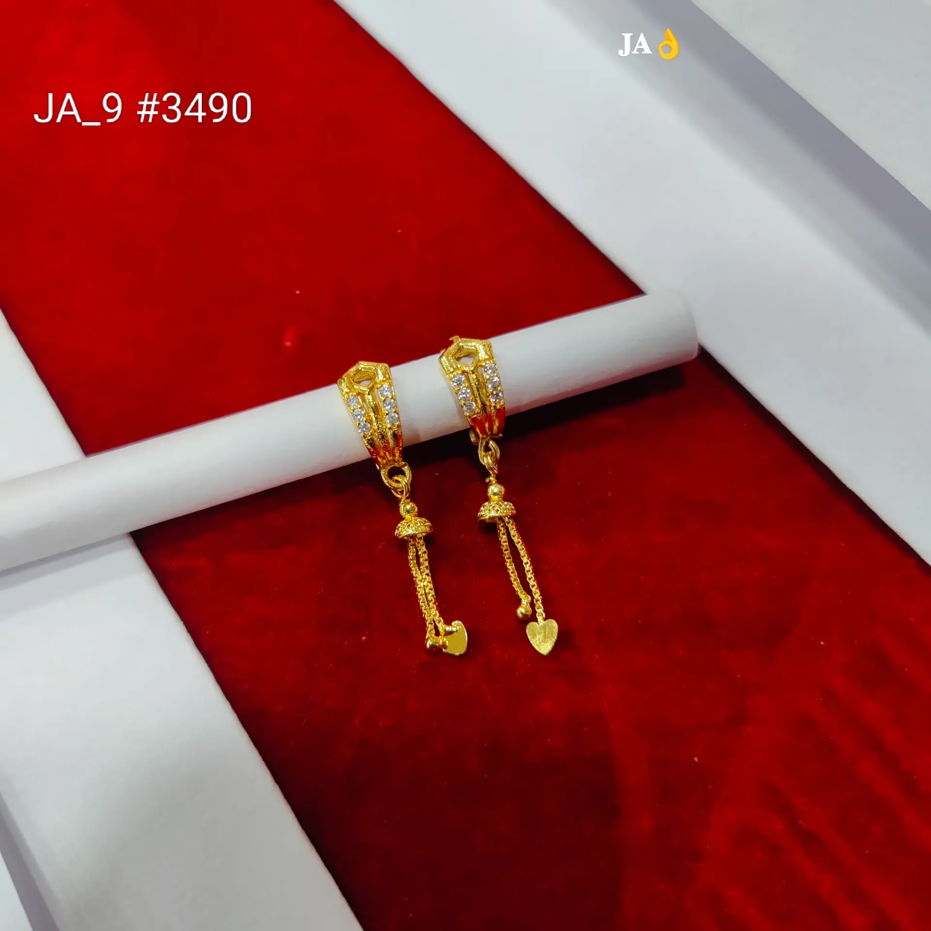 Stylish Gold Plated Heart Tassel Earrings DN-3490