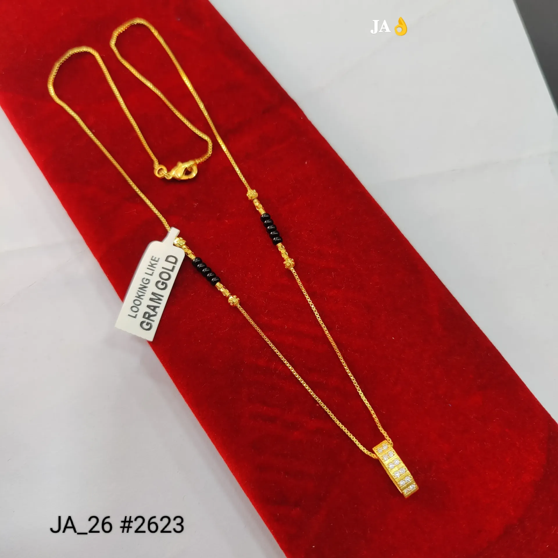 1 Gram Gold Plated Stone Studded Mangalsutra Necklace DN-2623