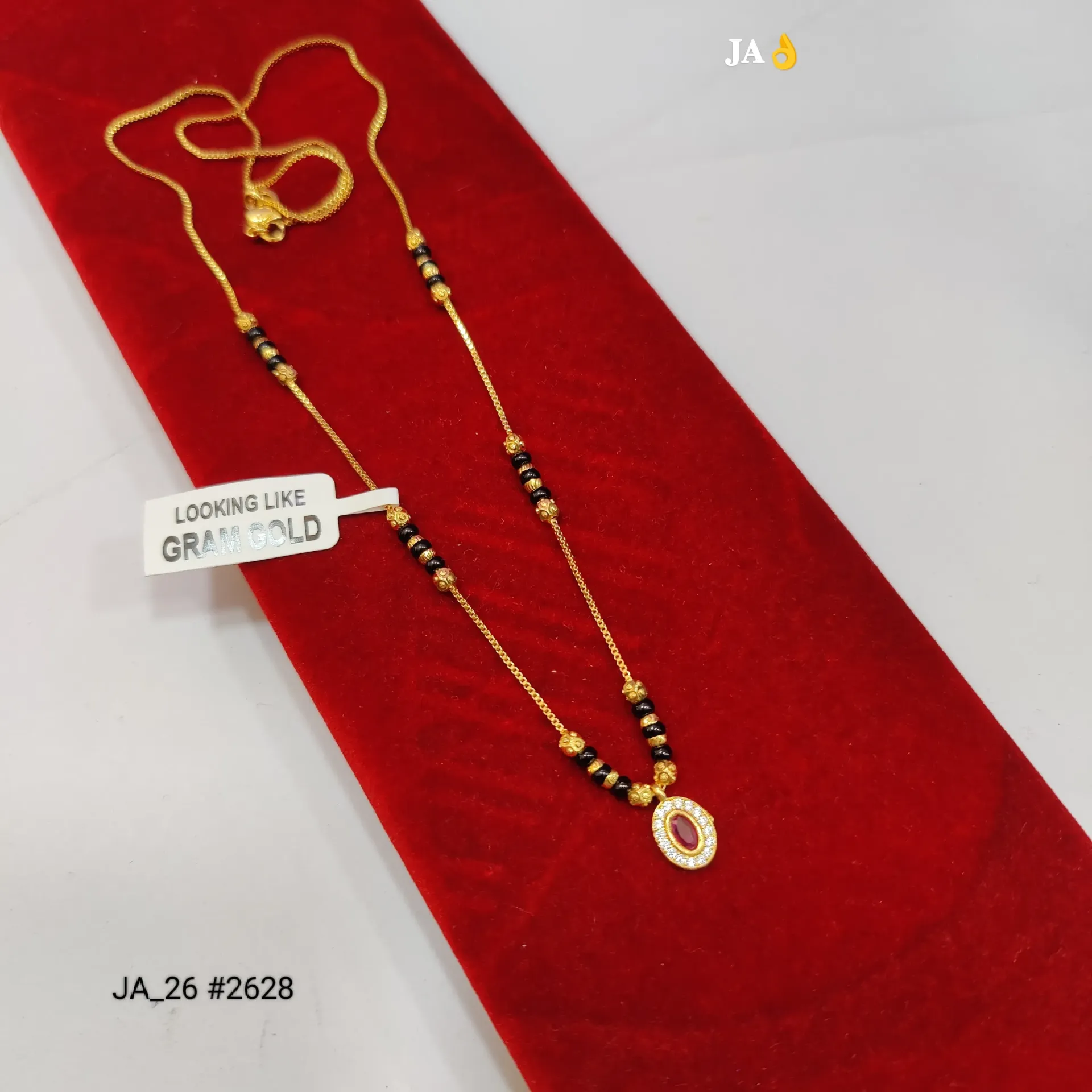 1 Gram Gold Plated Stone Studded Mangalsutra Necklace DN-2628