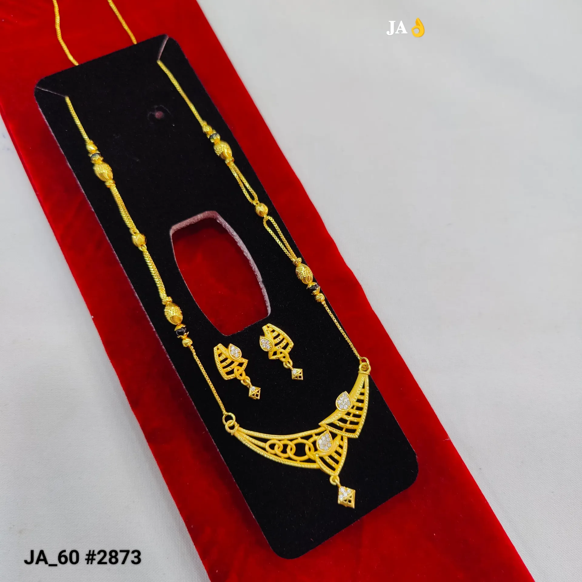1 Gram Gold Plated Designer Mangalsutra Set with Earrings DN-2873