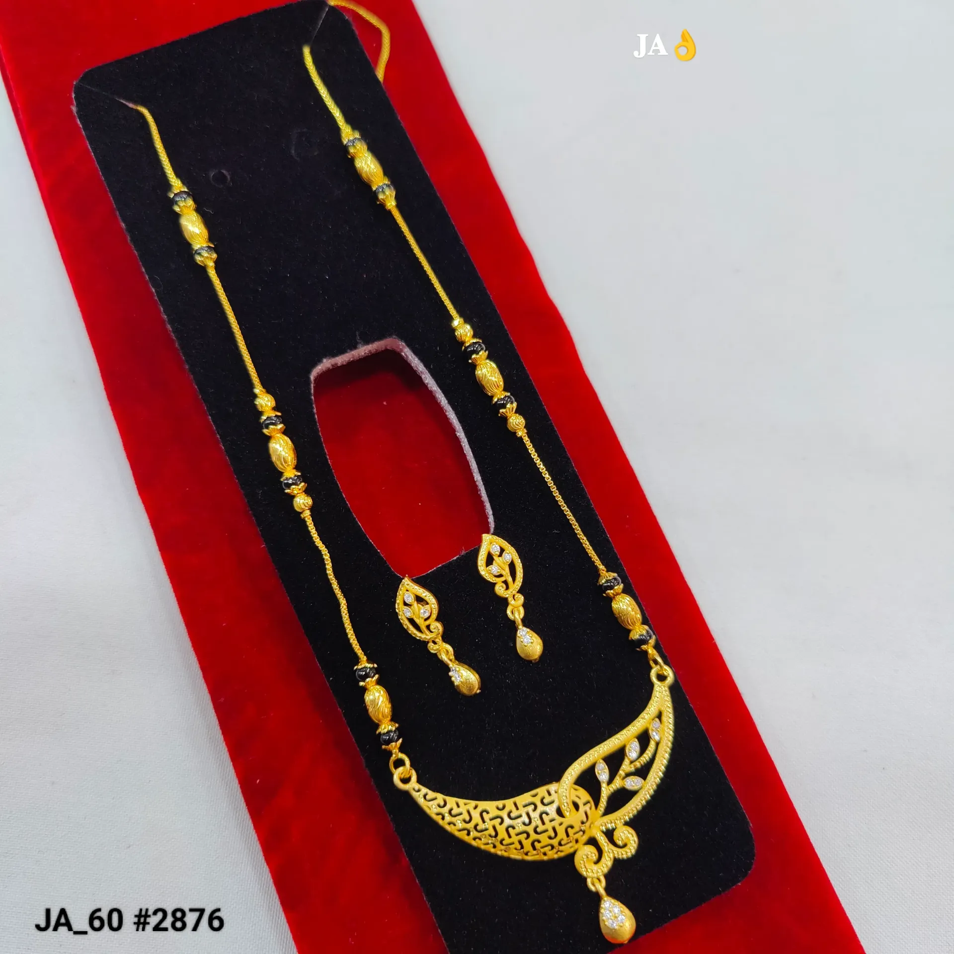1 Gram Gold Plated Mangalsutra with Earrings DN-2876
