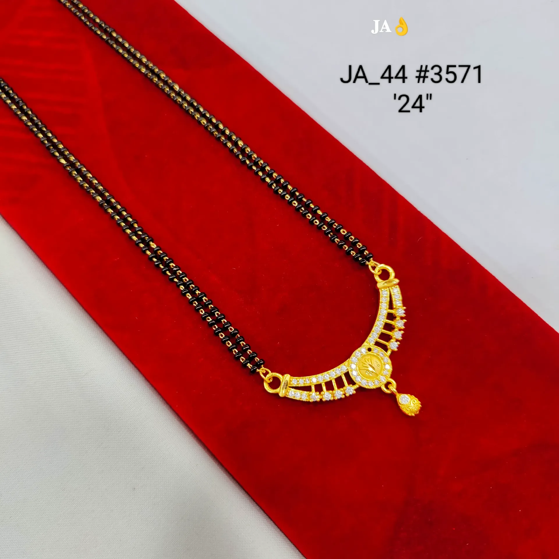 Classic One Gold Plated Stone Studded Mangalsutra DN-3571 "24"Inch