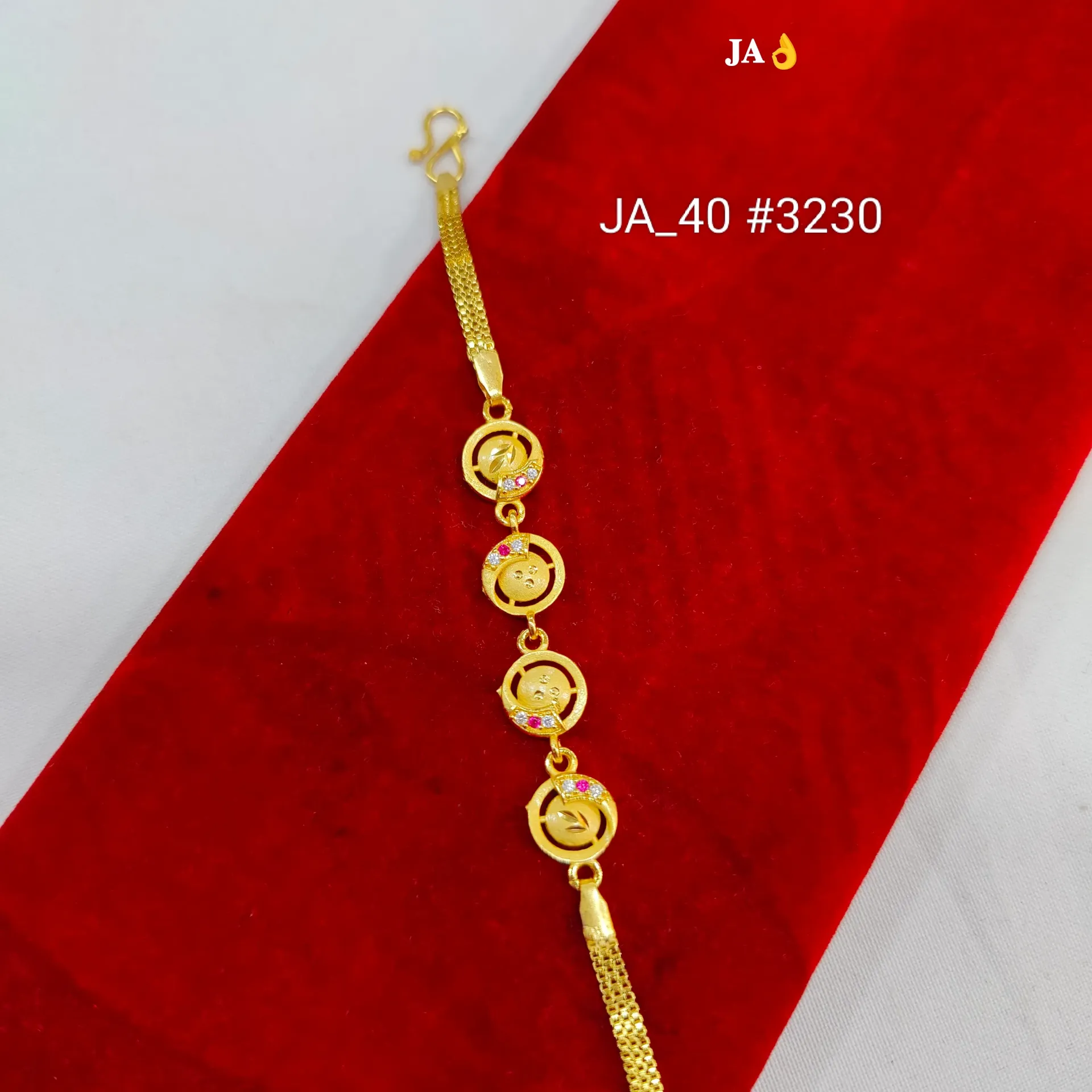 1 Gram Gold Plated Traditional Stone Studded Designer Bracelet for Women DN-3230