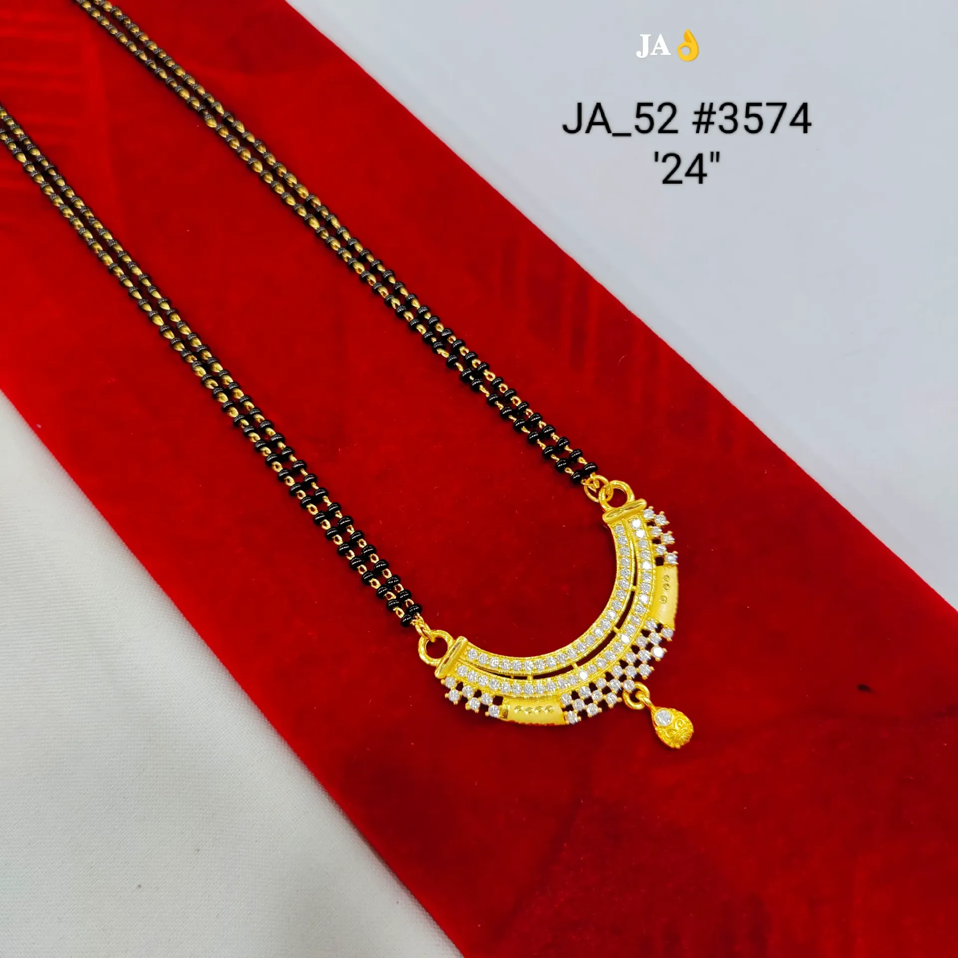 Elegant Stone Studded Gold Plated Mangalsutra DN-3574