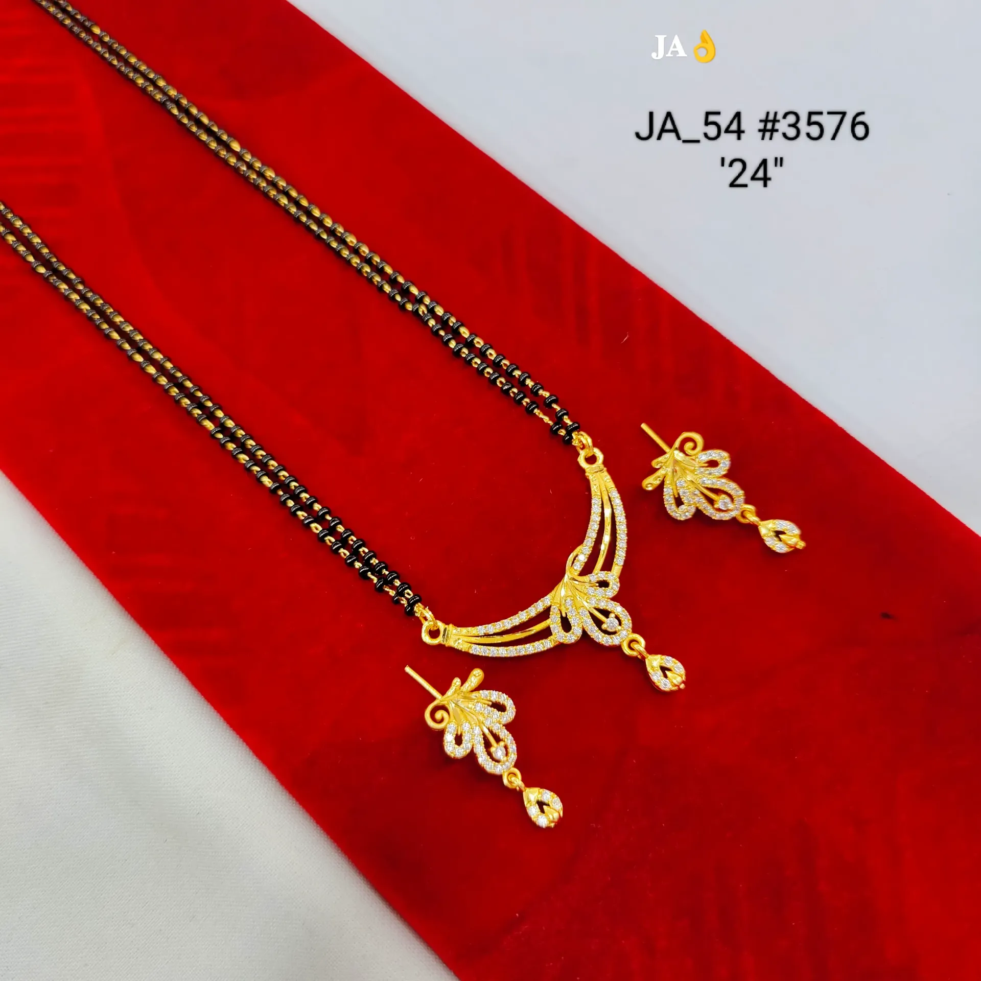 Elegant Butterfly Stone Studded Gold Plated Mangalsutra Set DN-3576
