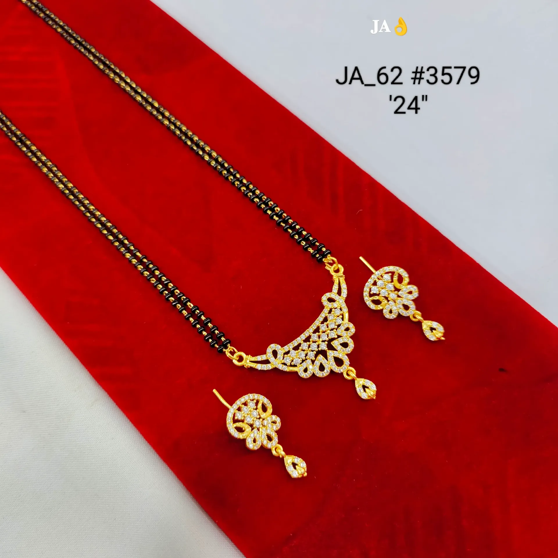 Designer Floral Stone Studded Gold Plated Mangalsutra Set DN-3579