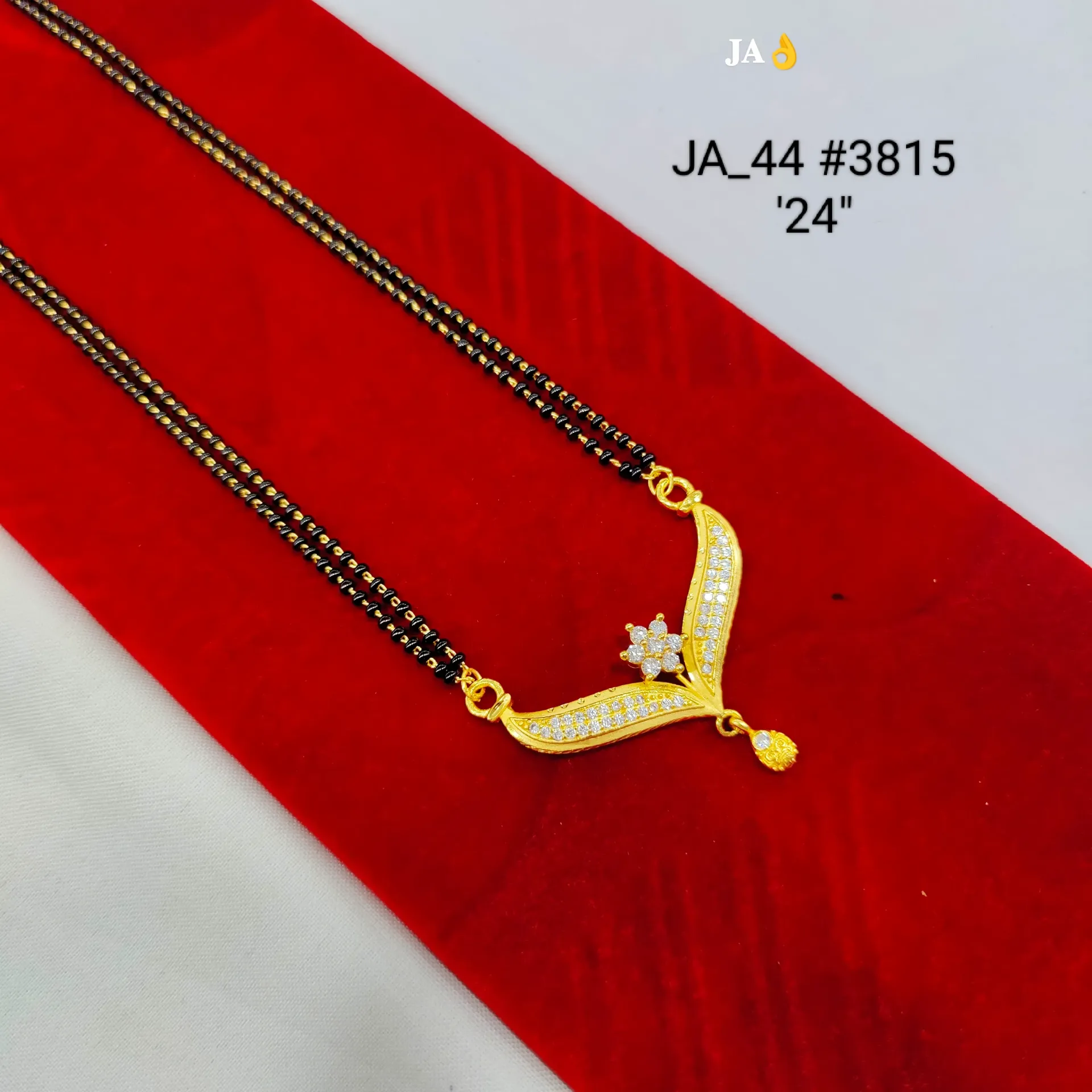 Elegant Floral Stone Studded Gold Plated Mangalsutra DN-3815