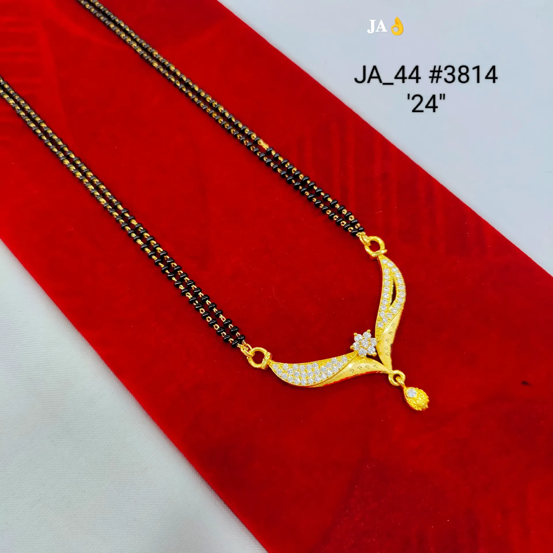 Designer Floral Stone Studded Gold Plated Mangalsutra DN-3814