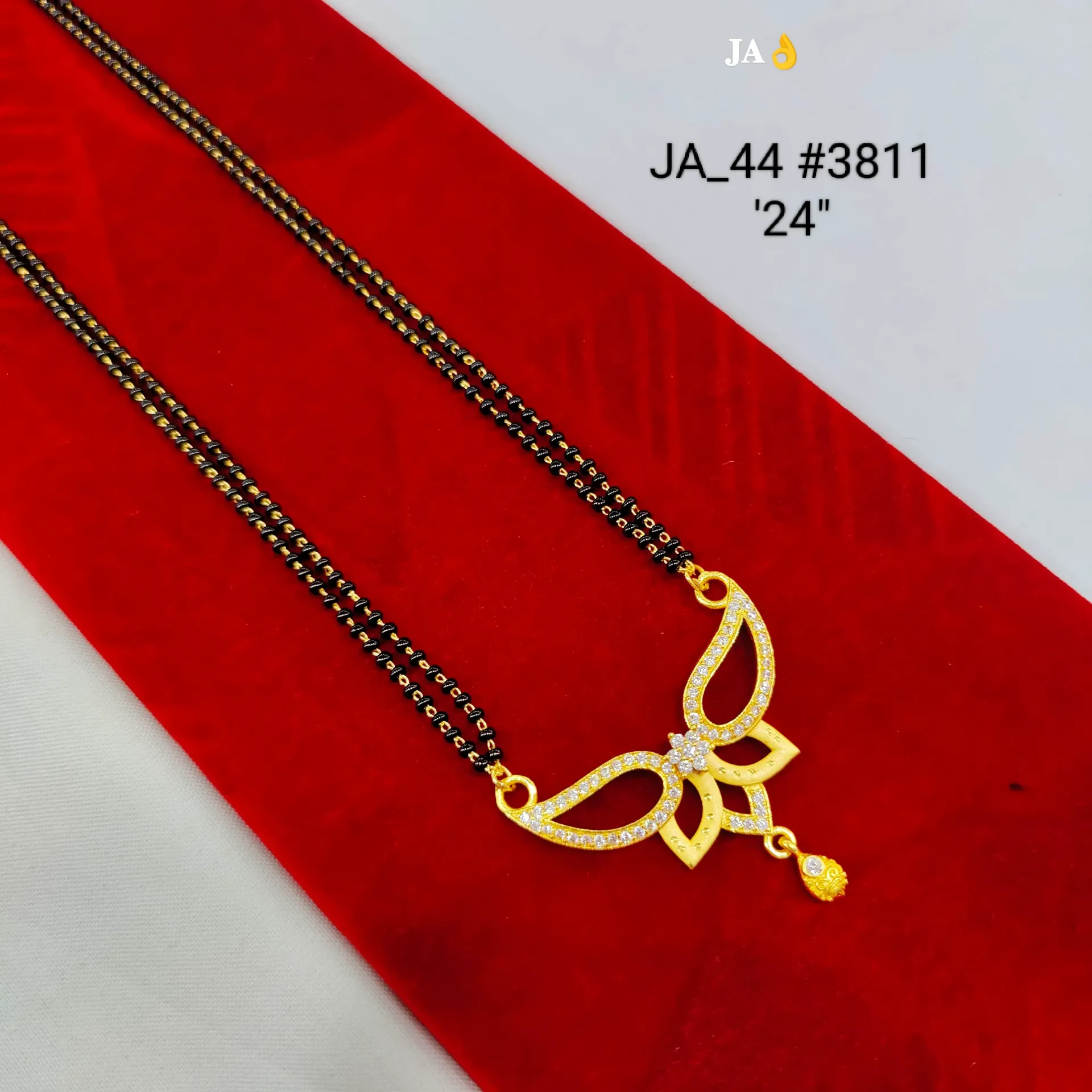 Elegant Butterfly Style Stone Studded Gold Plated Mangalsutra DN-3811