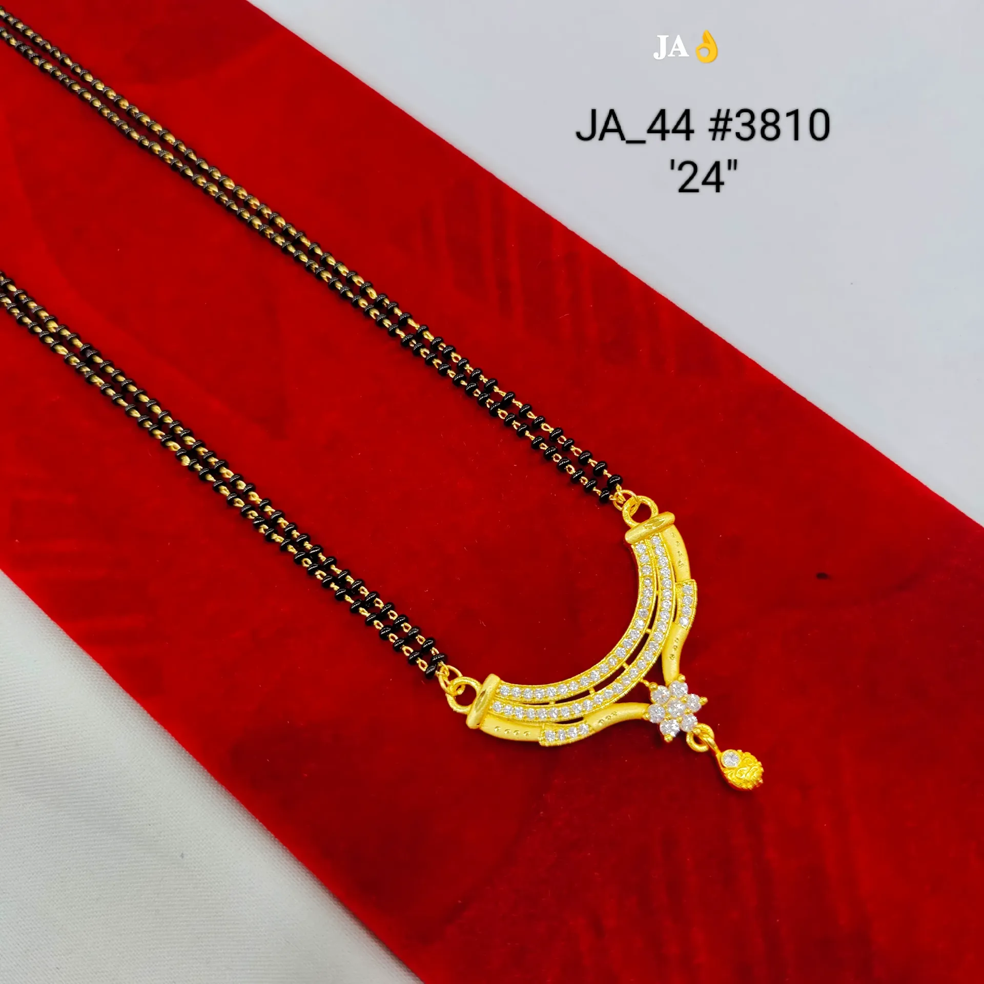 Elegant Floral Curve Stone Studded Gold Plated Mangalsutra DN-3810