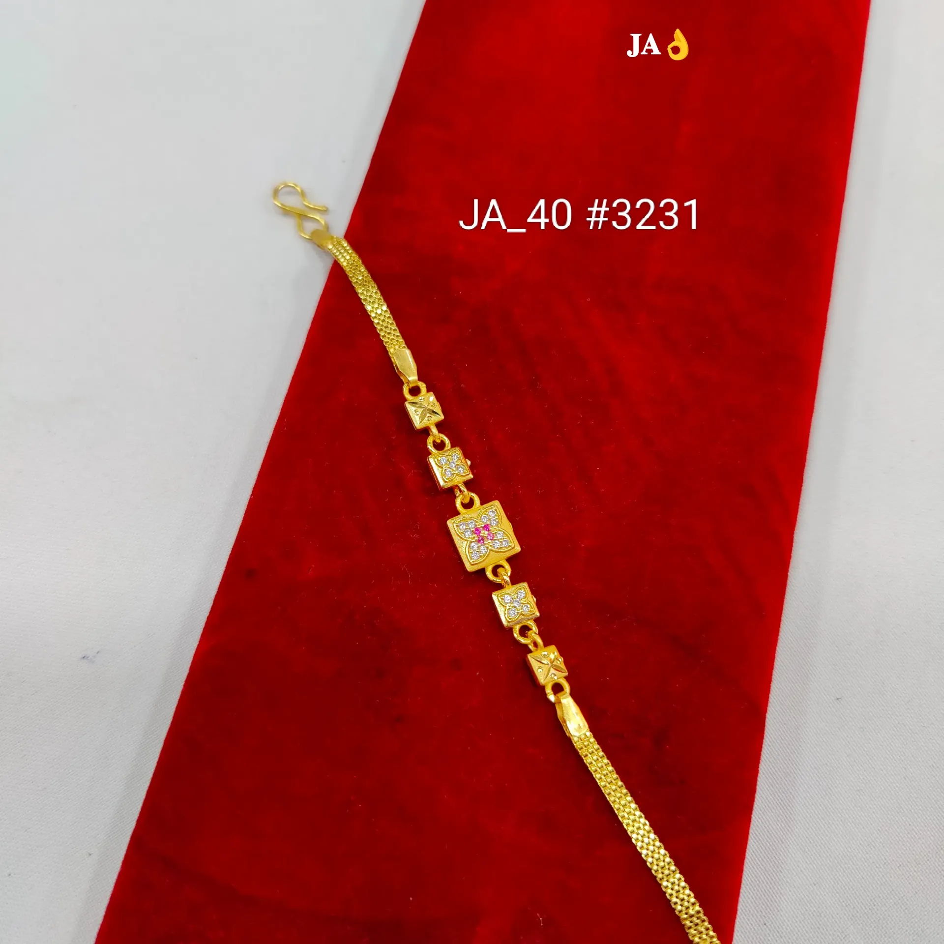1 Gram Gold Plated Floral Stone Designer Bracelet for Women DN-3231