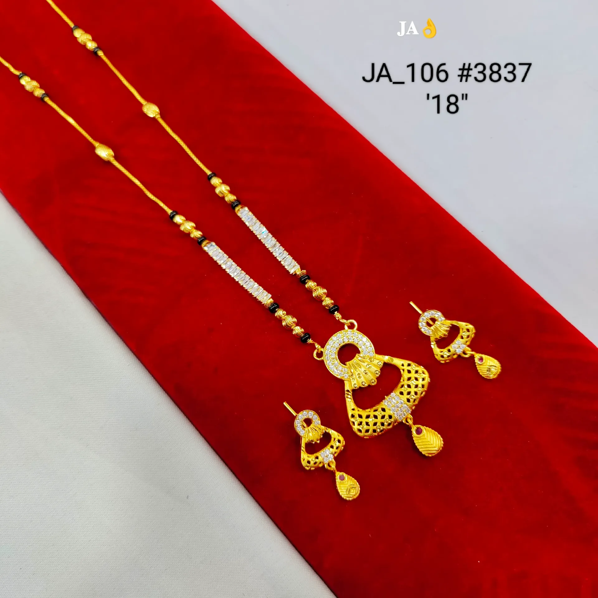 Royal Cutwork Stone Studded Gold Plated Mangalsutra Set DN-3837