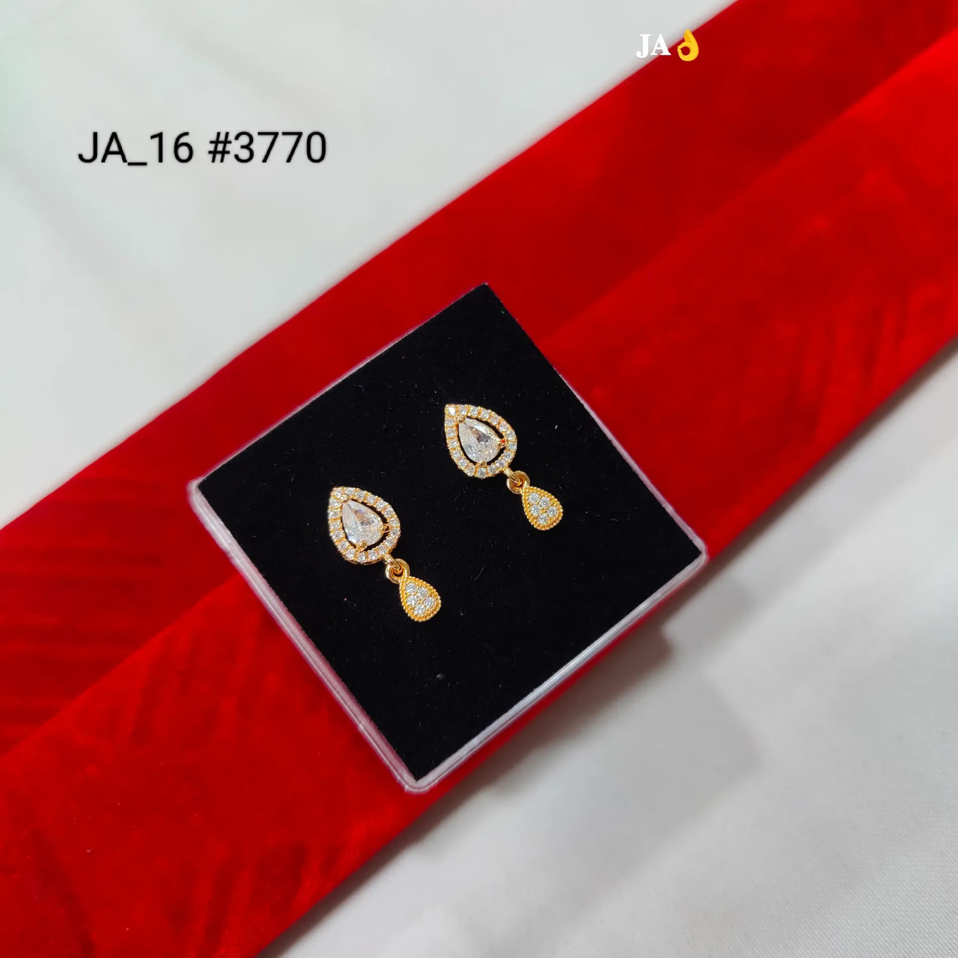 Elegant Teardrop Stone Studded Gold Plated Earrings DN-3770