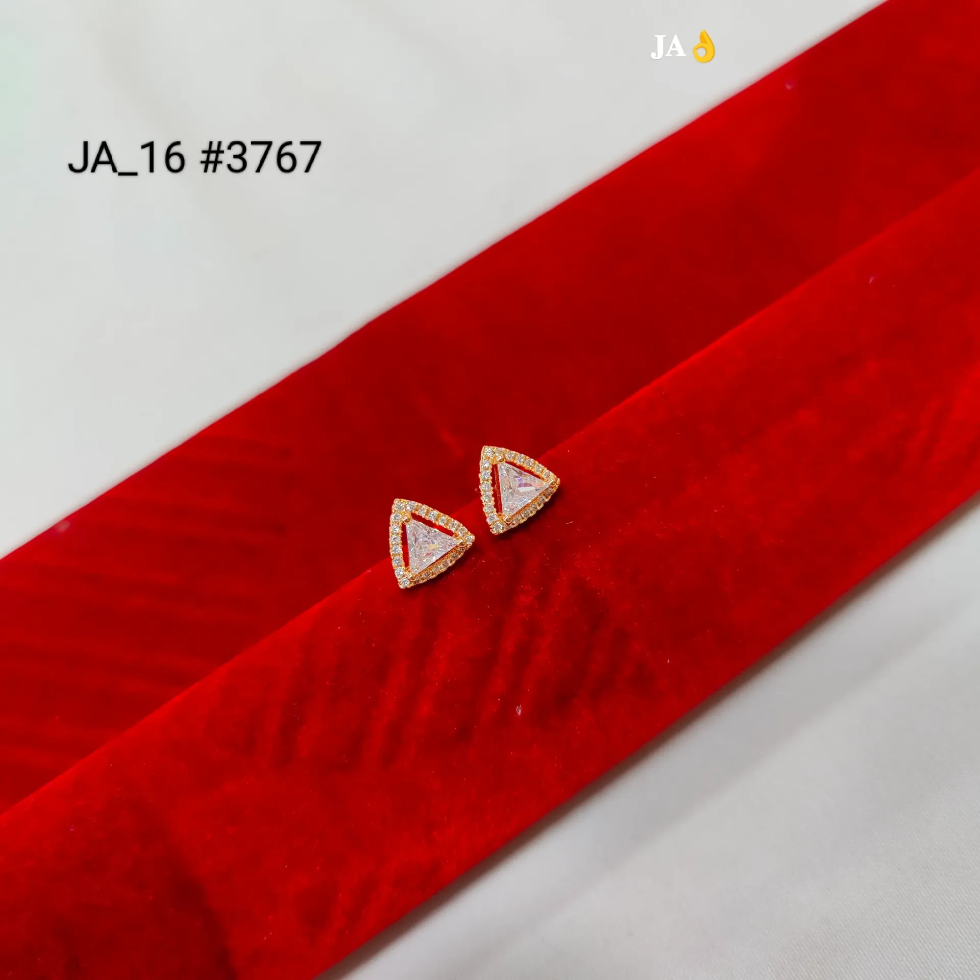 Elegant Triangle Crystal Stone Gold Plated Stud Earrings DN-3767