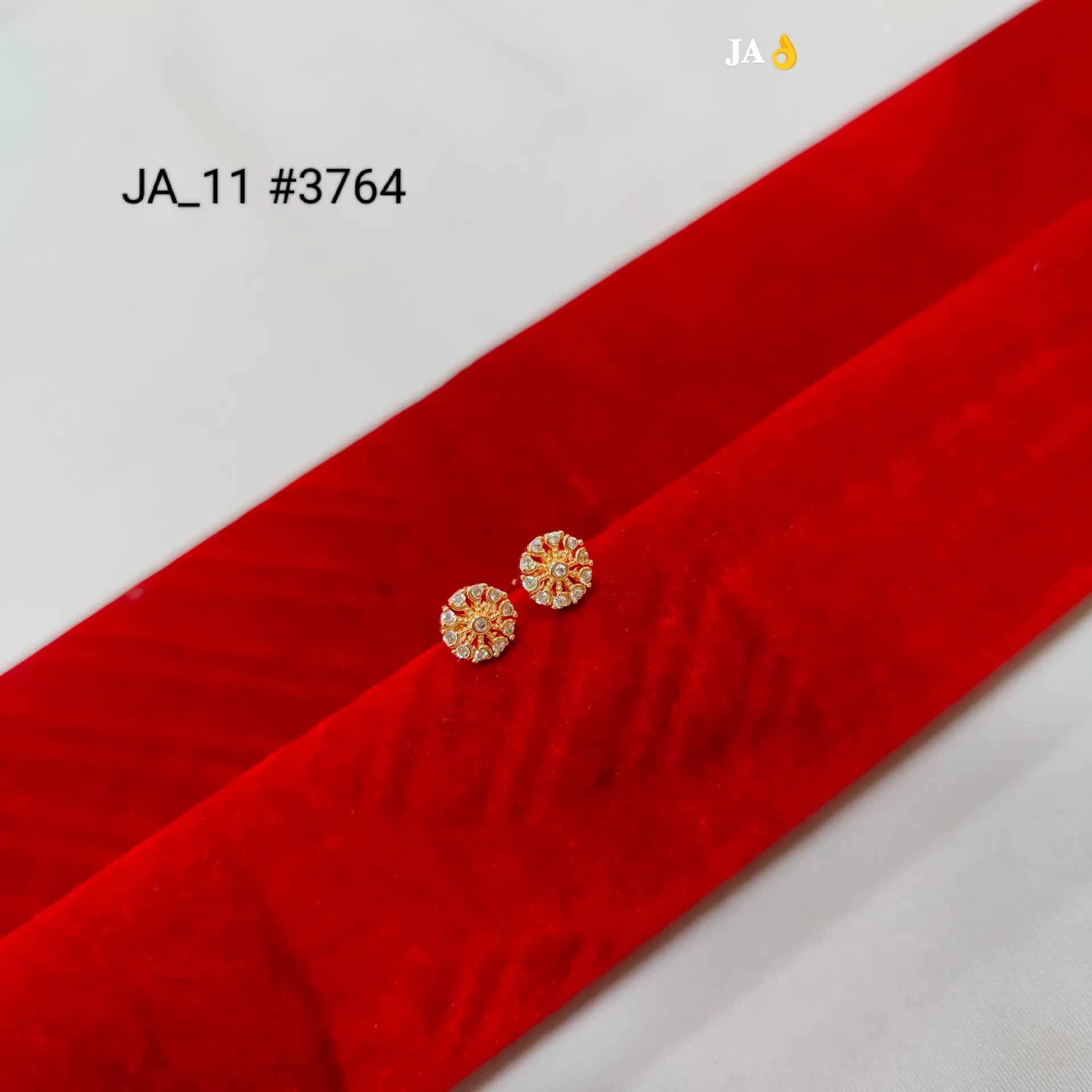 Classic Round Floral Stone Studded Gold Plated Stud Earrings DN-3764