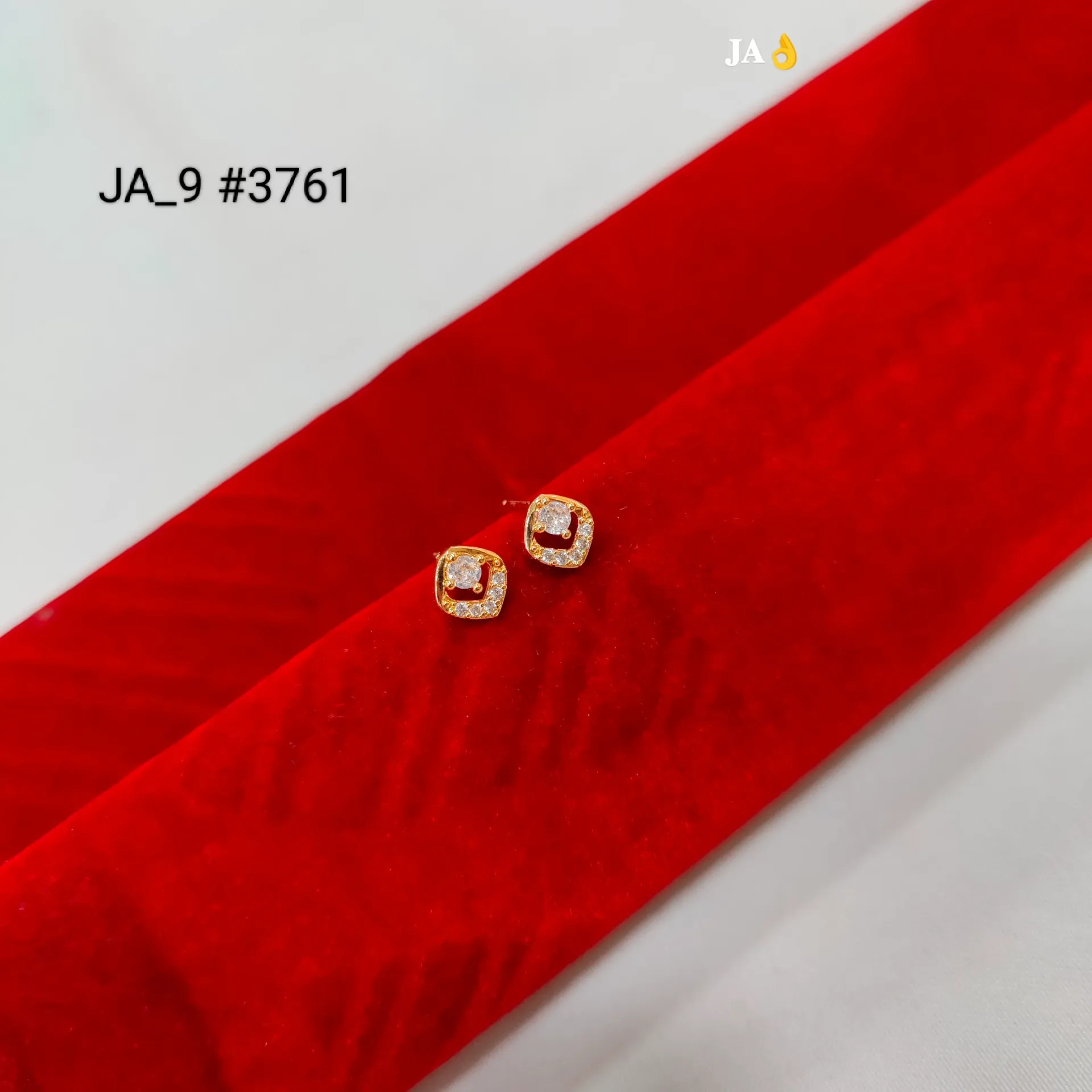 Elegant Square Halo Stone Studded Gold Plated Earrings DN-3761