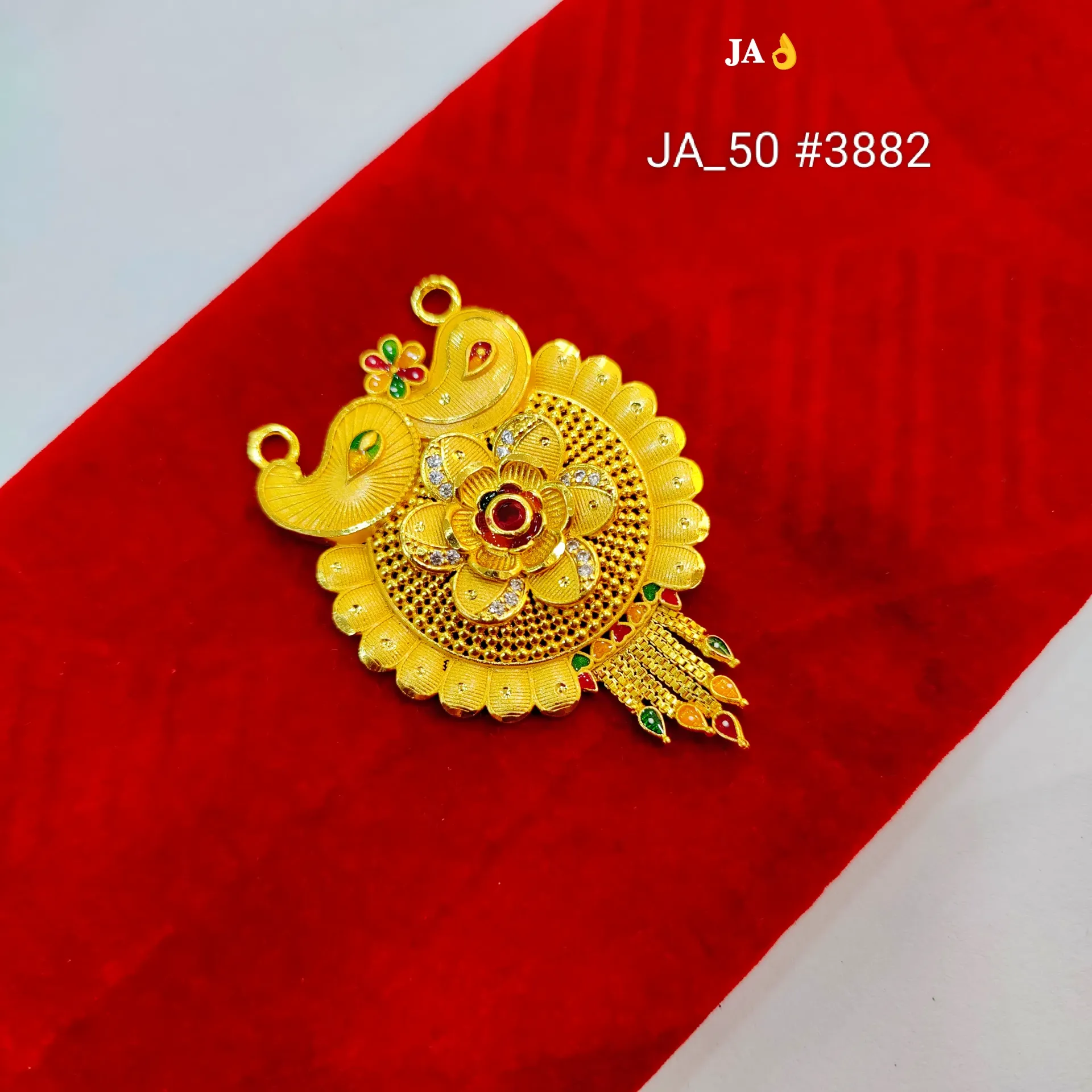 Royal Floral Peacock Designer Gold Plated Pendant DN-3882