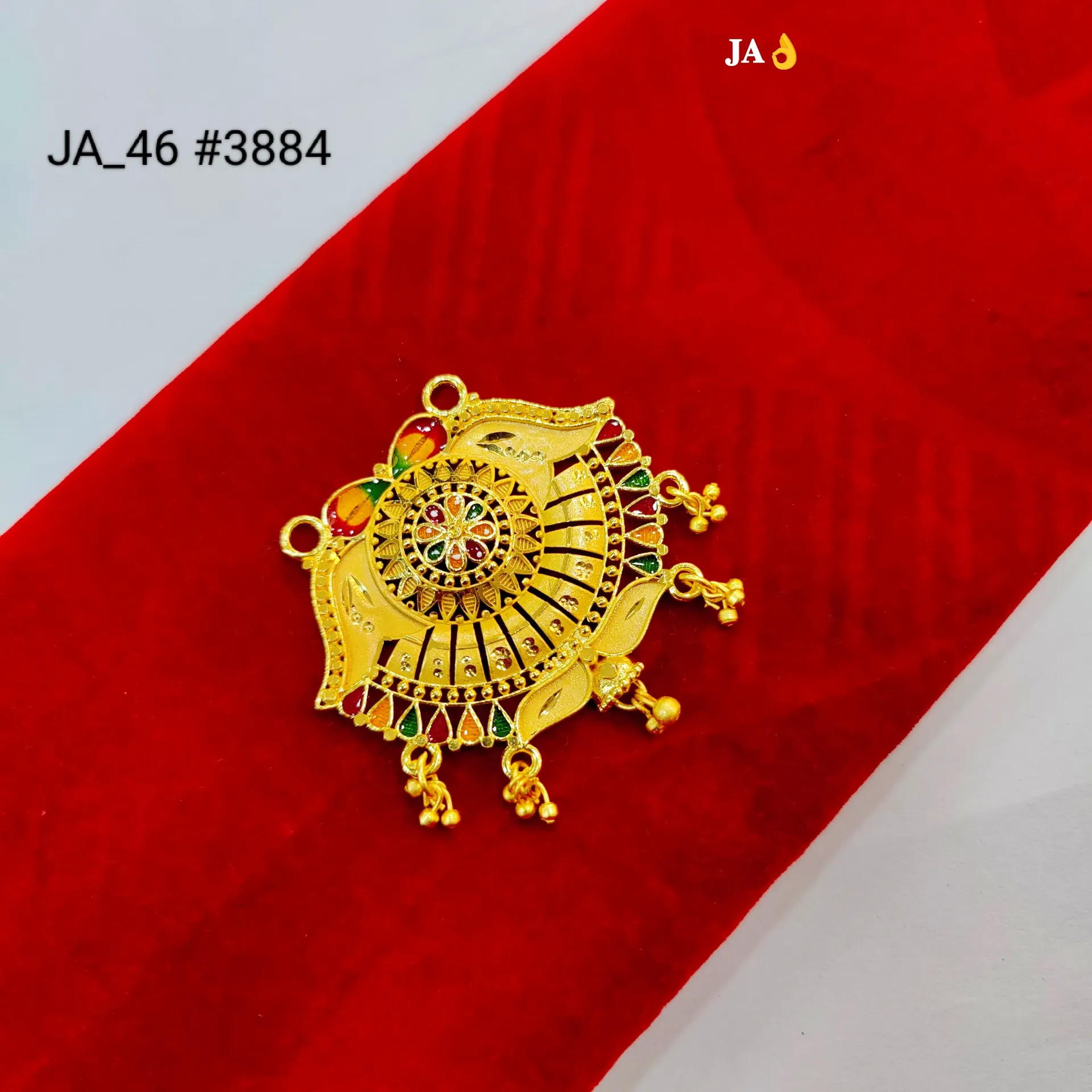 Traditional Floral Peacock Style Gold Plated Pendant DN-3884
