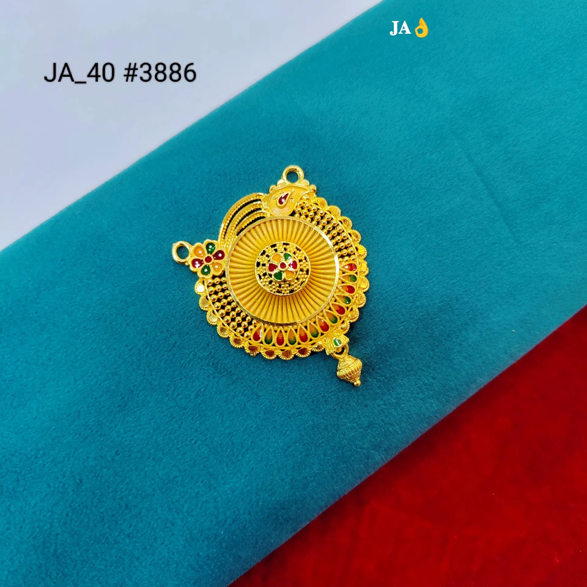 Traditional Floral Textured Gold Plated Pendant DN-3886